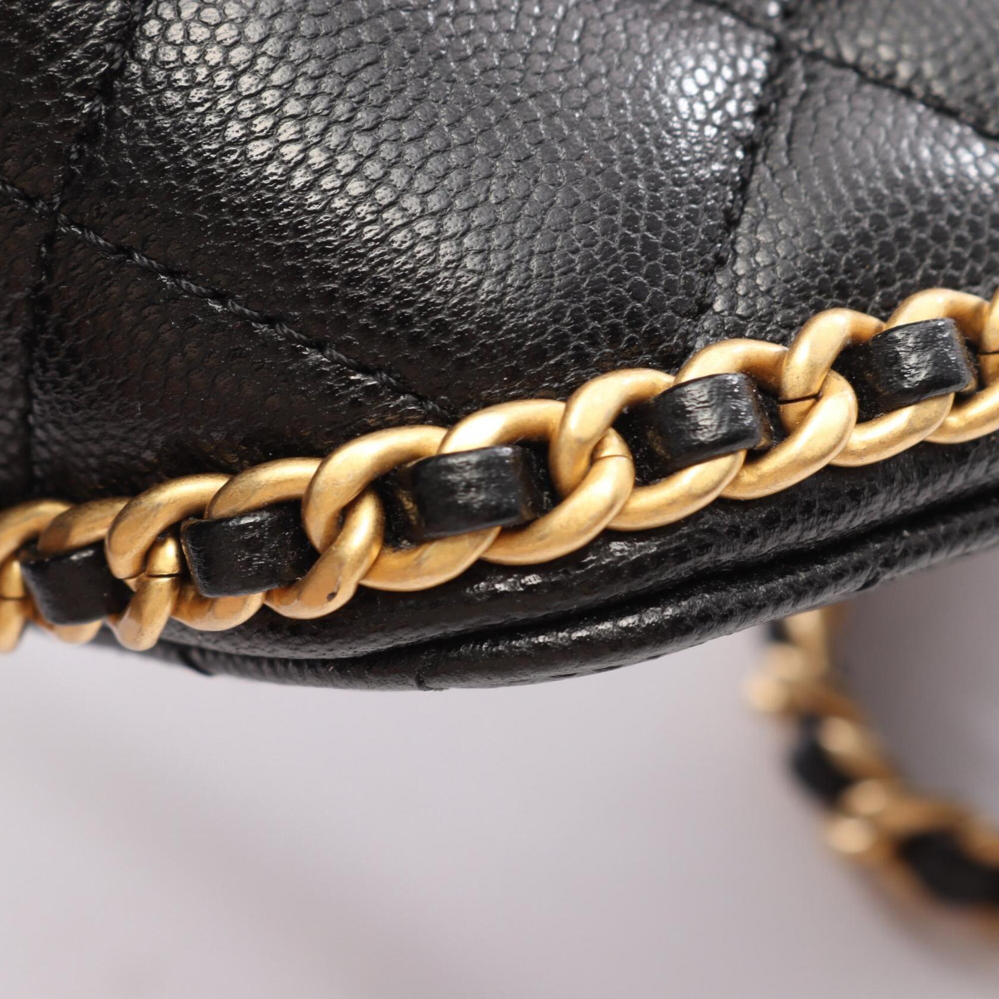 Chanel Black Grained Calfskin Backpack Handbag (Pre-Owned)