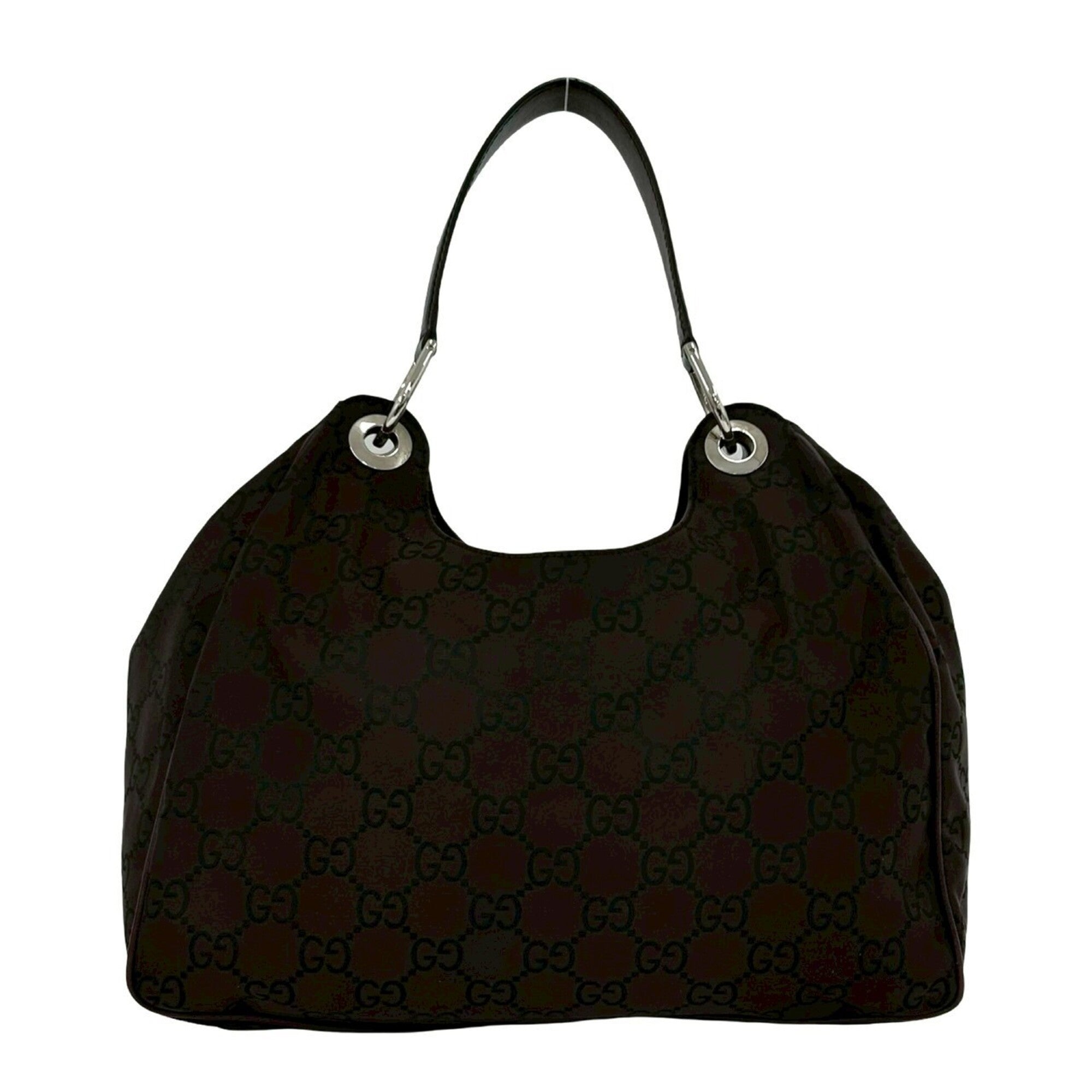 Gucci Brown Canvas Leather Handbag Shoulder Bag Tote Bag (Pre-Owned)