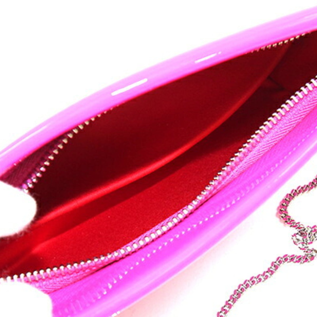 Christian Louboutin Pink Patent Leather Clutch Bag Shoulder Bag (Pre-Owned)