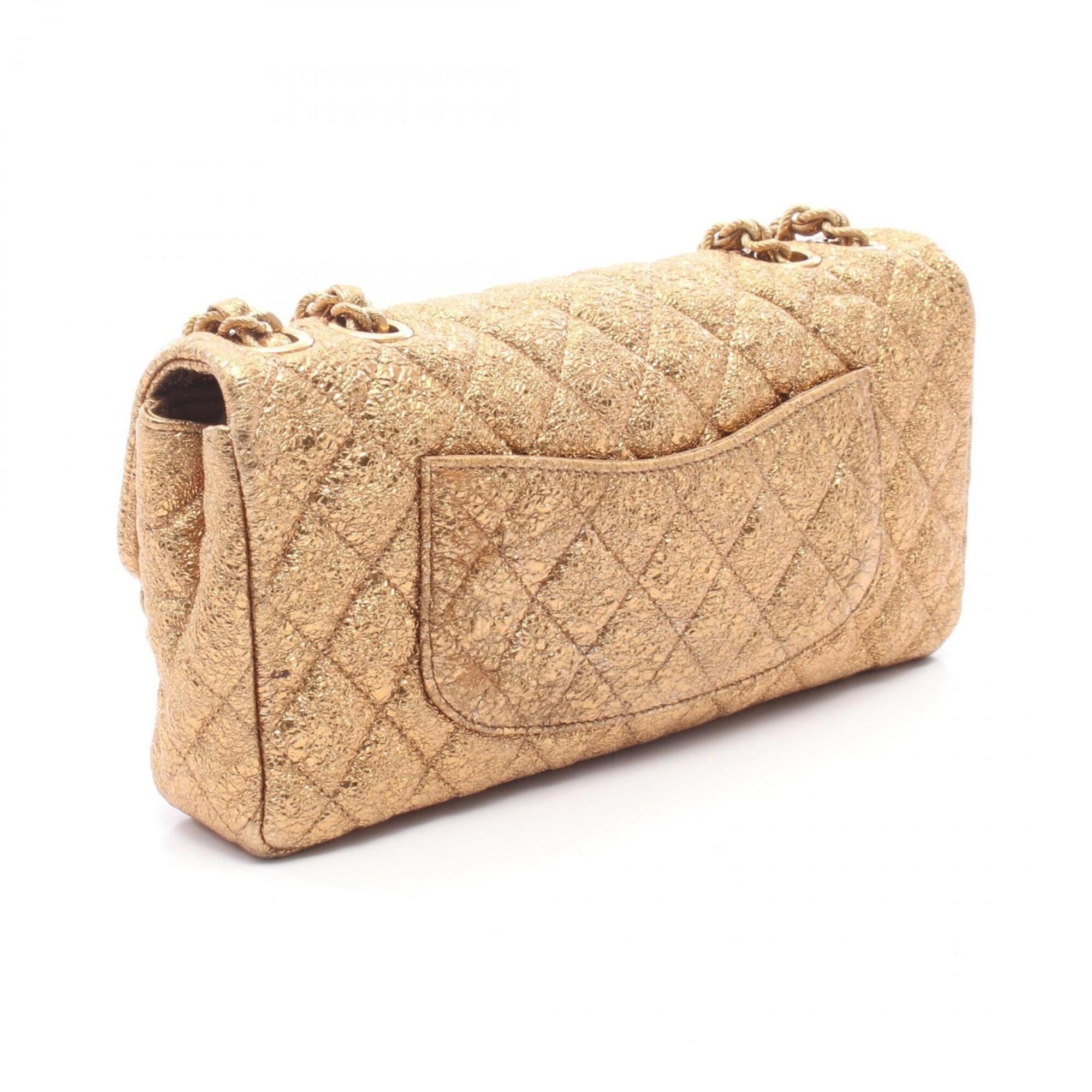 Chanel Gold Leather Handbag Shoulder Bag (Pre-Owned)