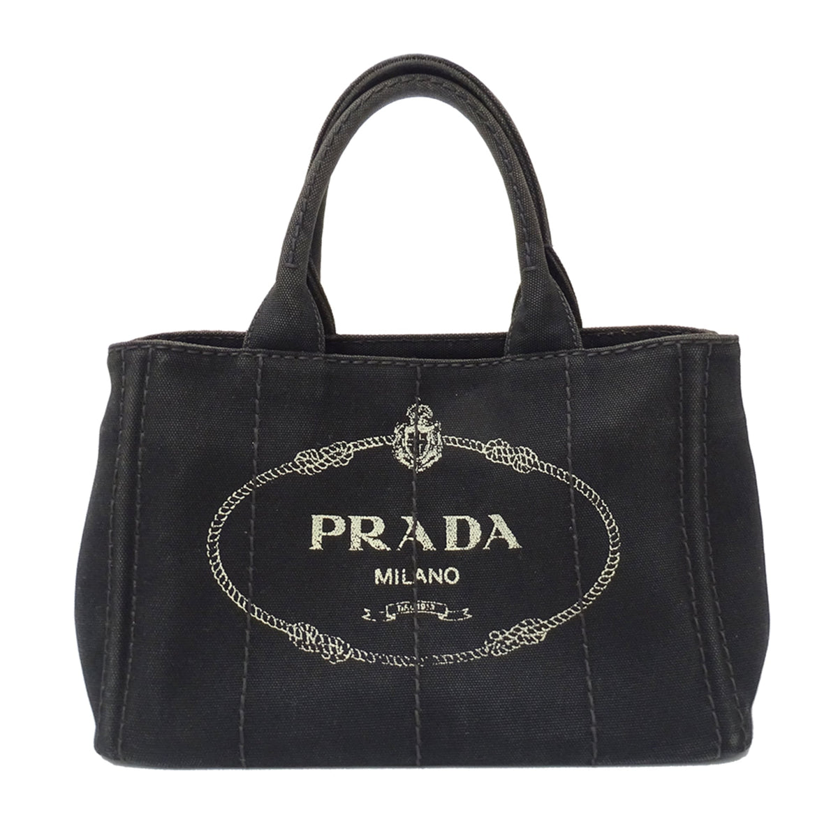 Prada Canapa Black Canvas Handbag (Pre-Owned)