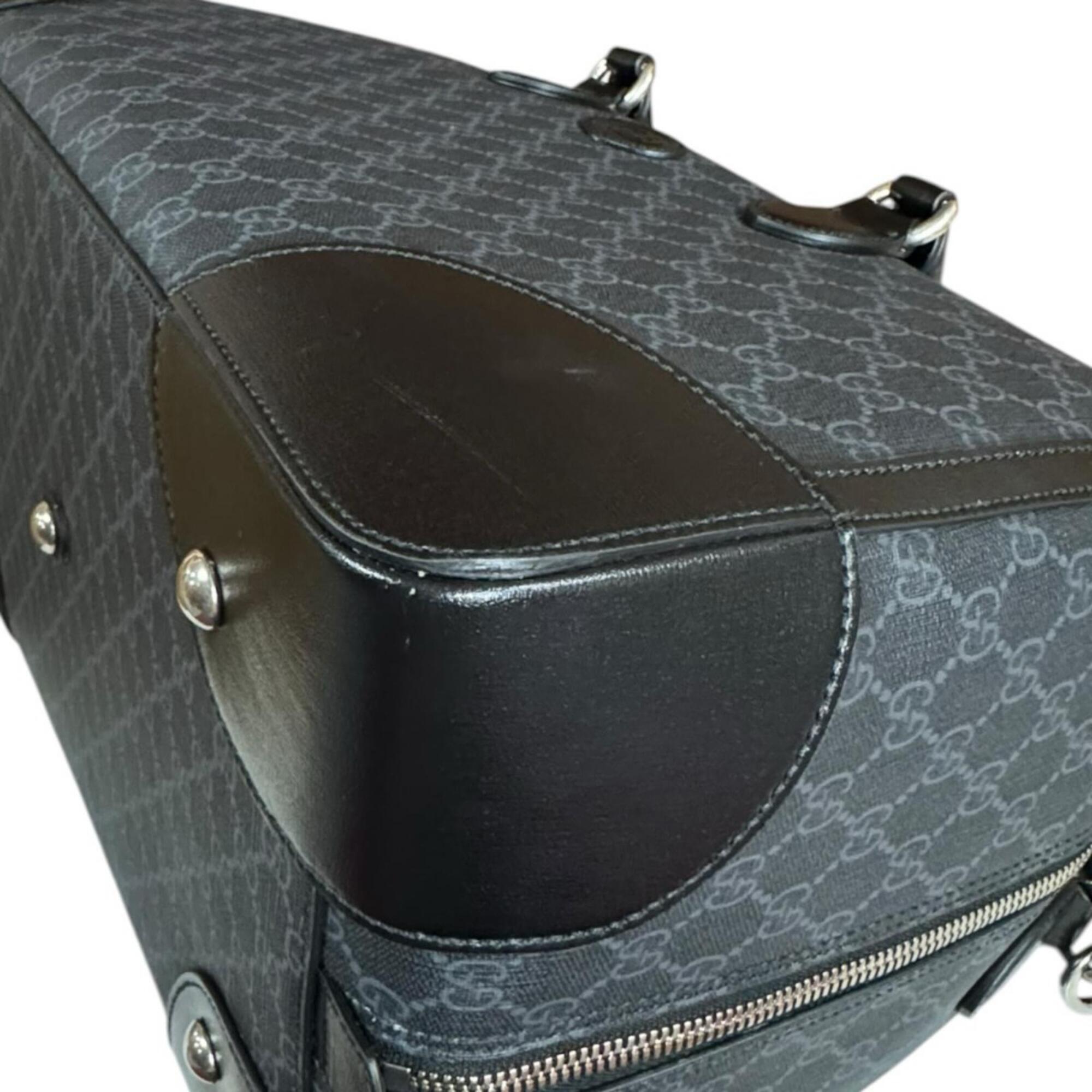Gucci Black Gray Gg Supreme Boston Bag (Pre-Owned)