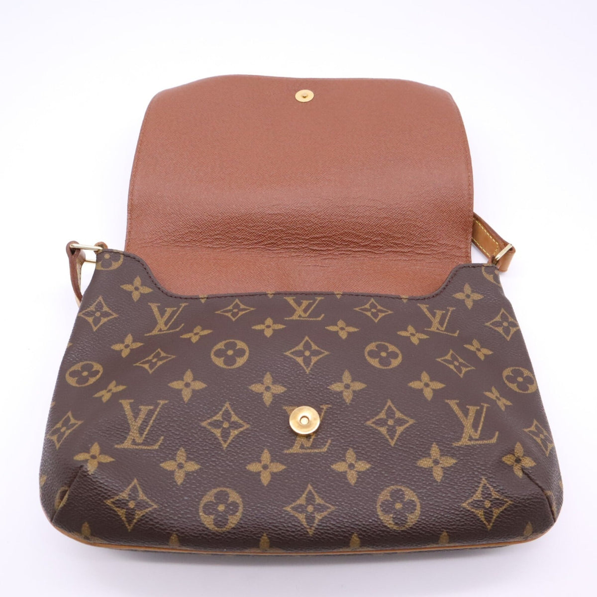 Louis Vuitton Beige Brown Coated Canvas Leather Shoulder Bag (Pre-Owned)