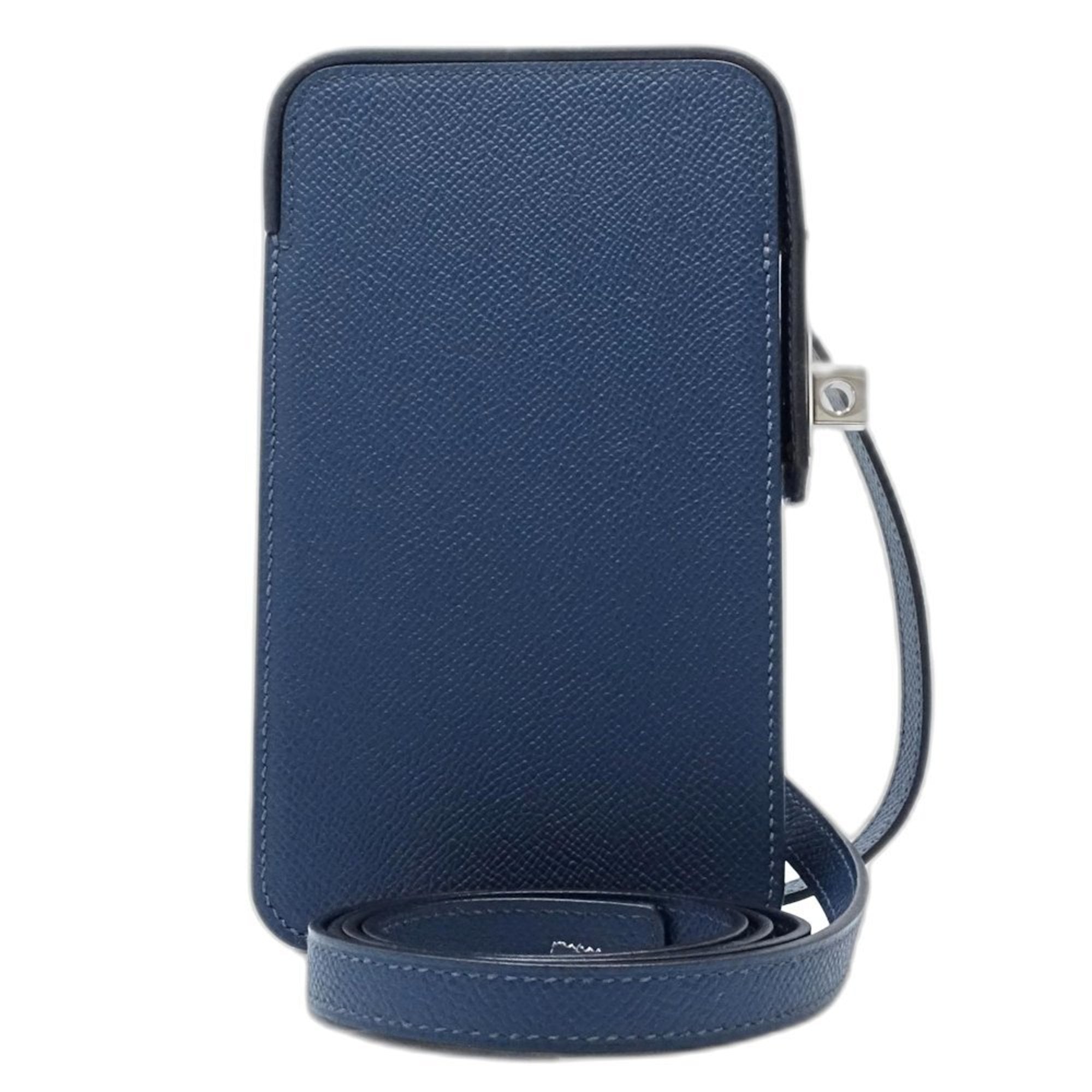 Hermes Blue Leather Pochette Shoulder Bag (Pre-Owned)