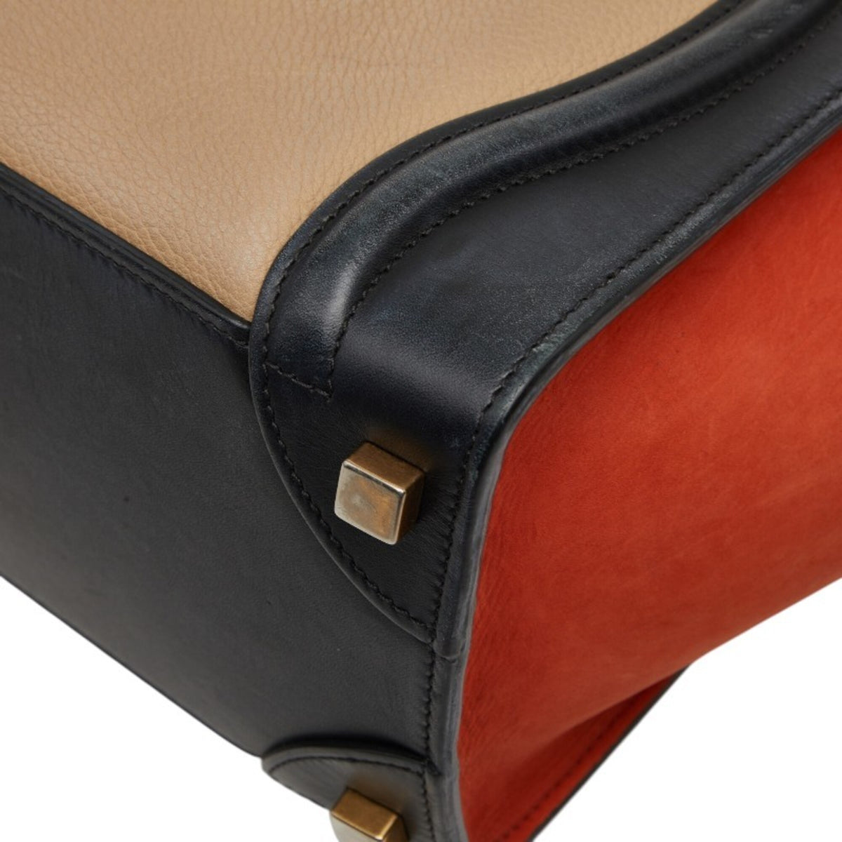 Celine Beige Black Orange Leather Handbag Tote Bag (Pre-Owned)