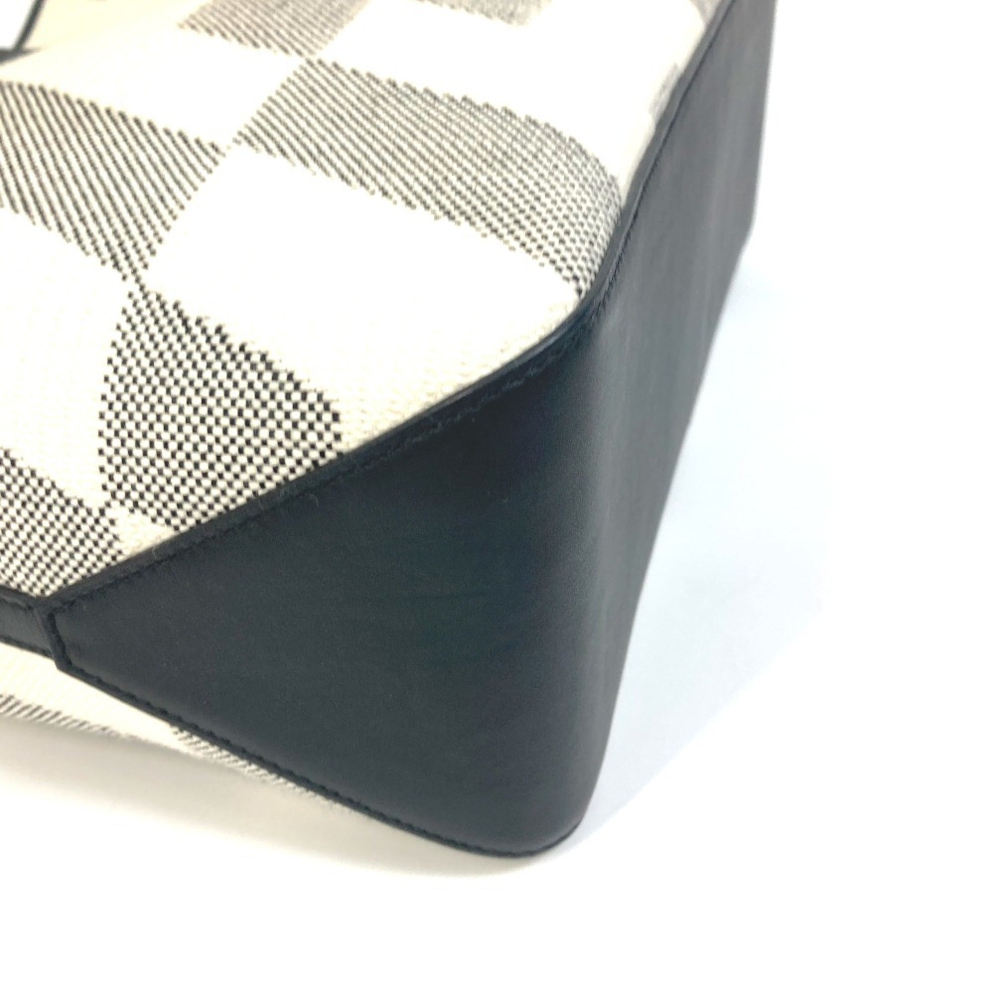 Hermes Black Gray White Canvas Swift Leather Handbag Tote Bag (Pre-Owned)