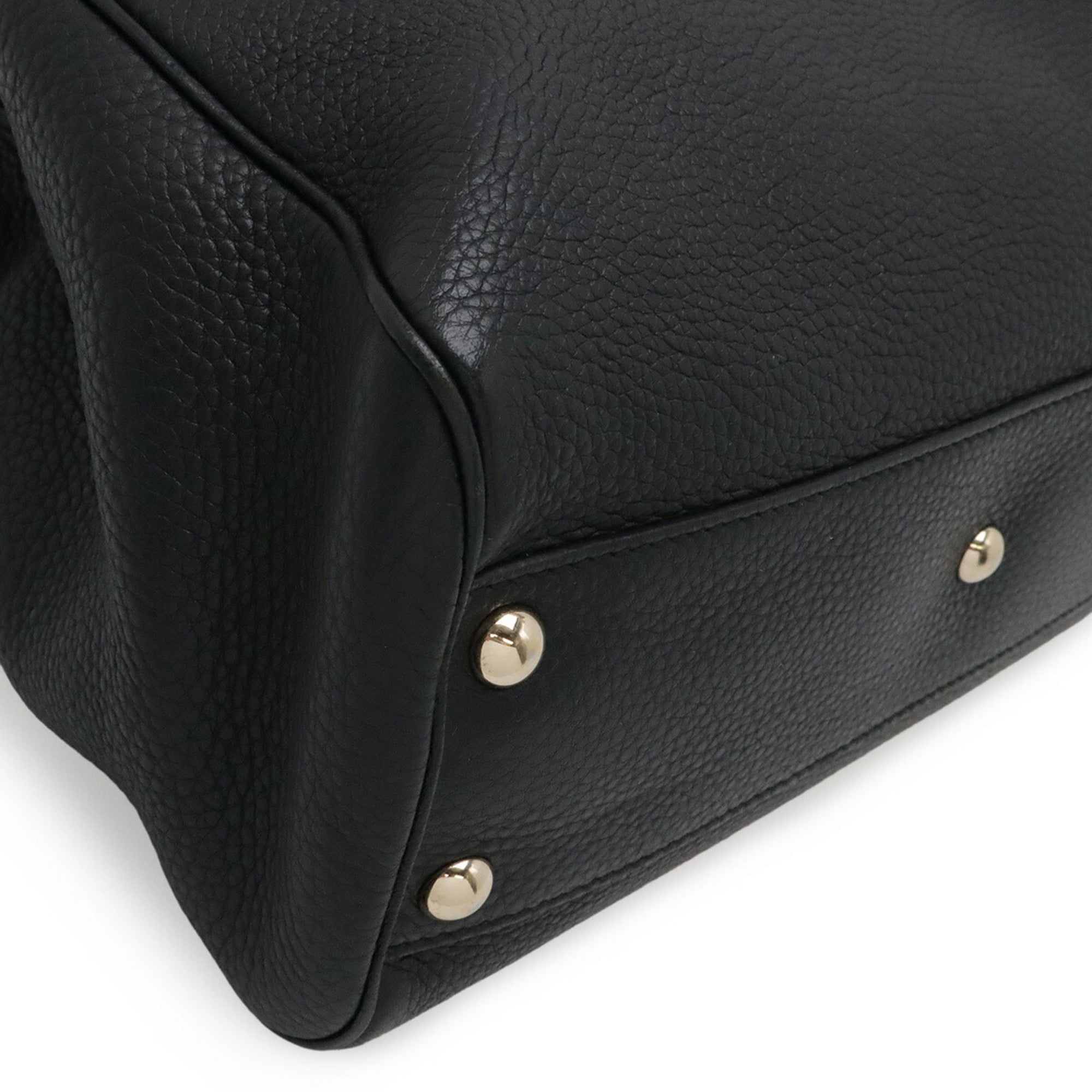 Gucci Black Bamboo Leather Handbag Shoulder Bag (Pre-Owned)
