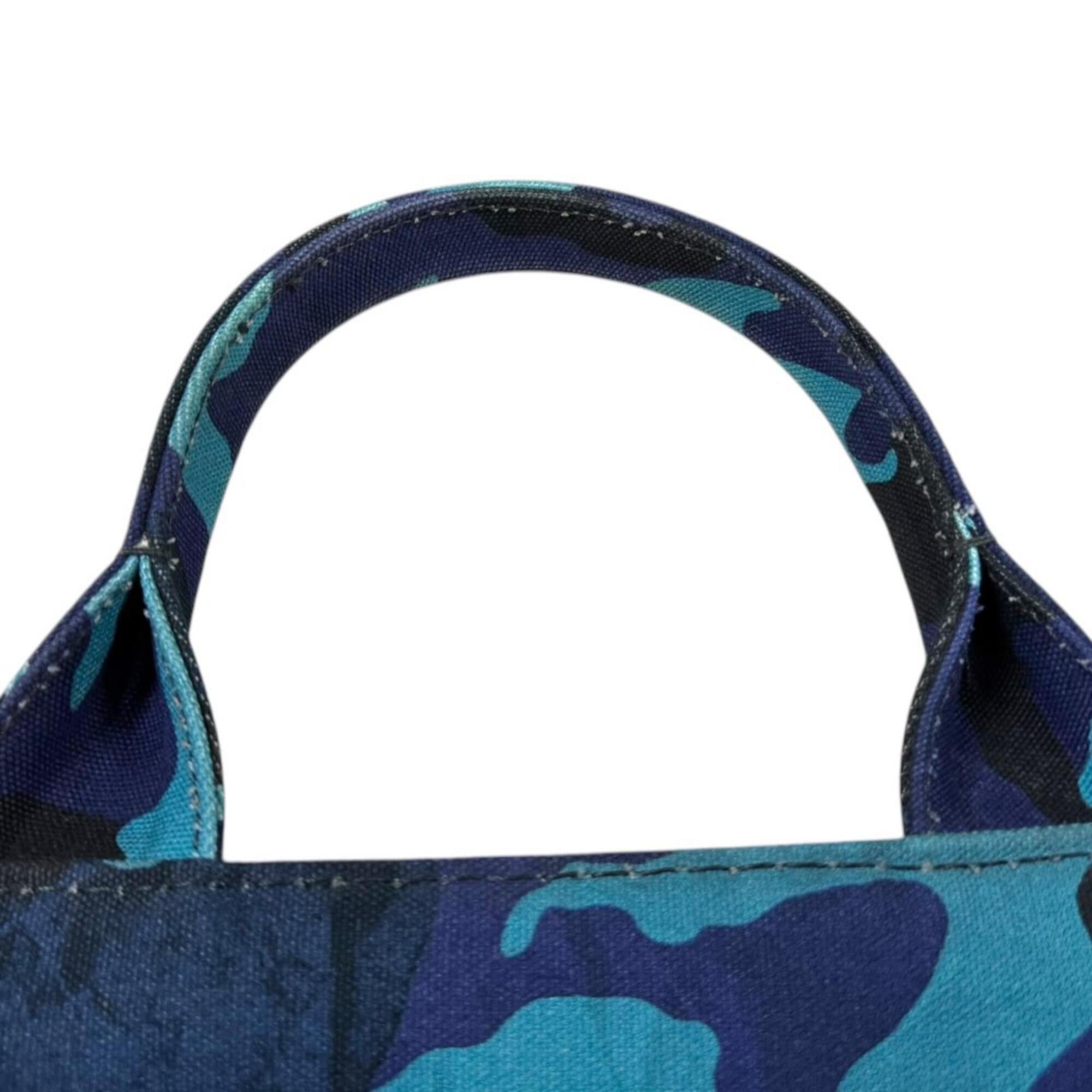 Prada Blue Camouflage Royal Canvas Handbag Shoulder Bag (Pre-Owned)