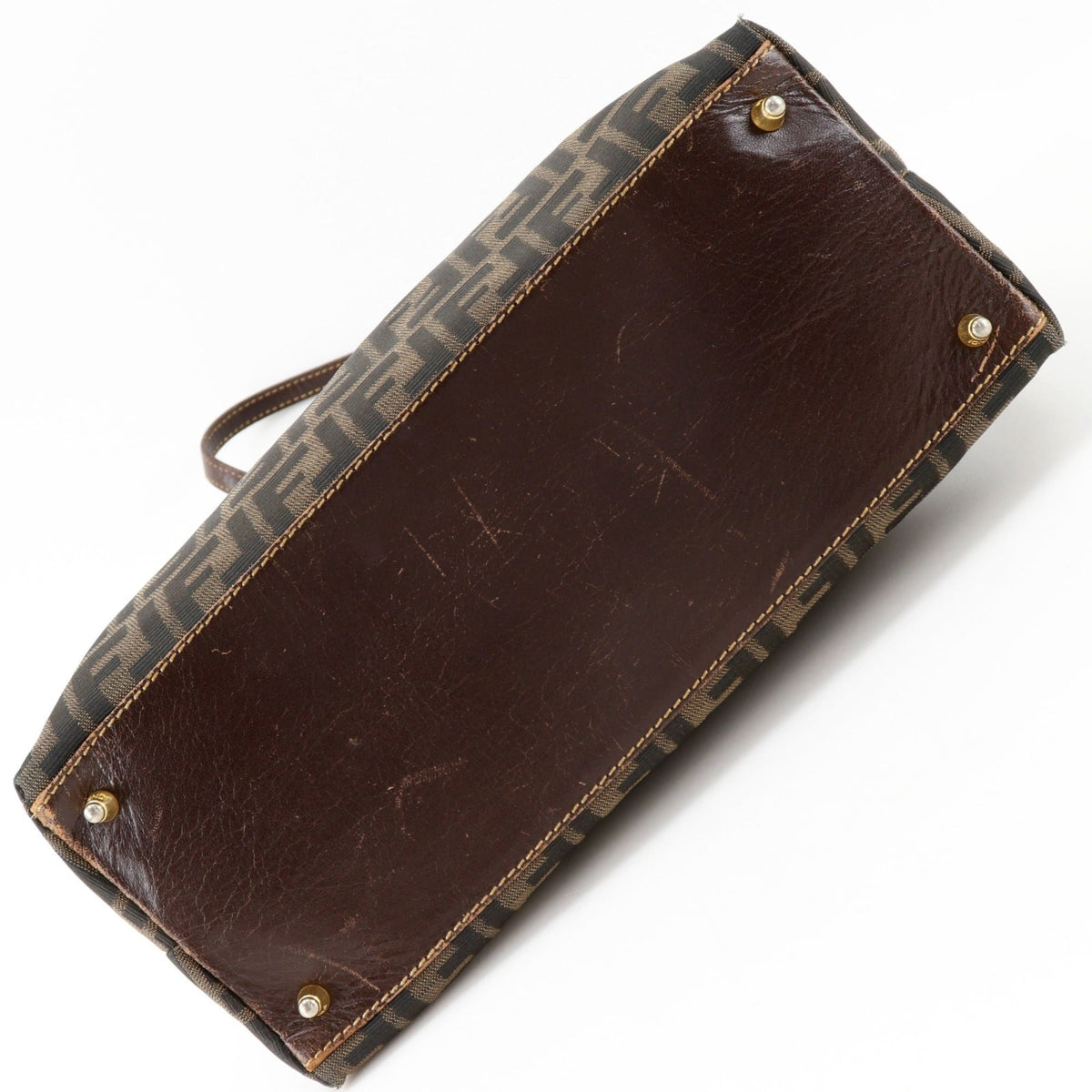 Fendi Brown Canvas Leather Handbag (Pre-Owned)