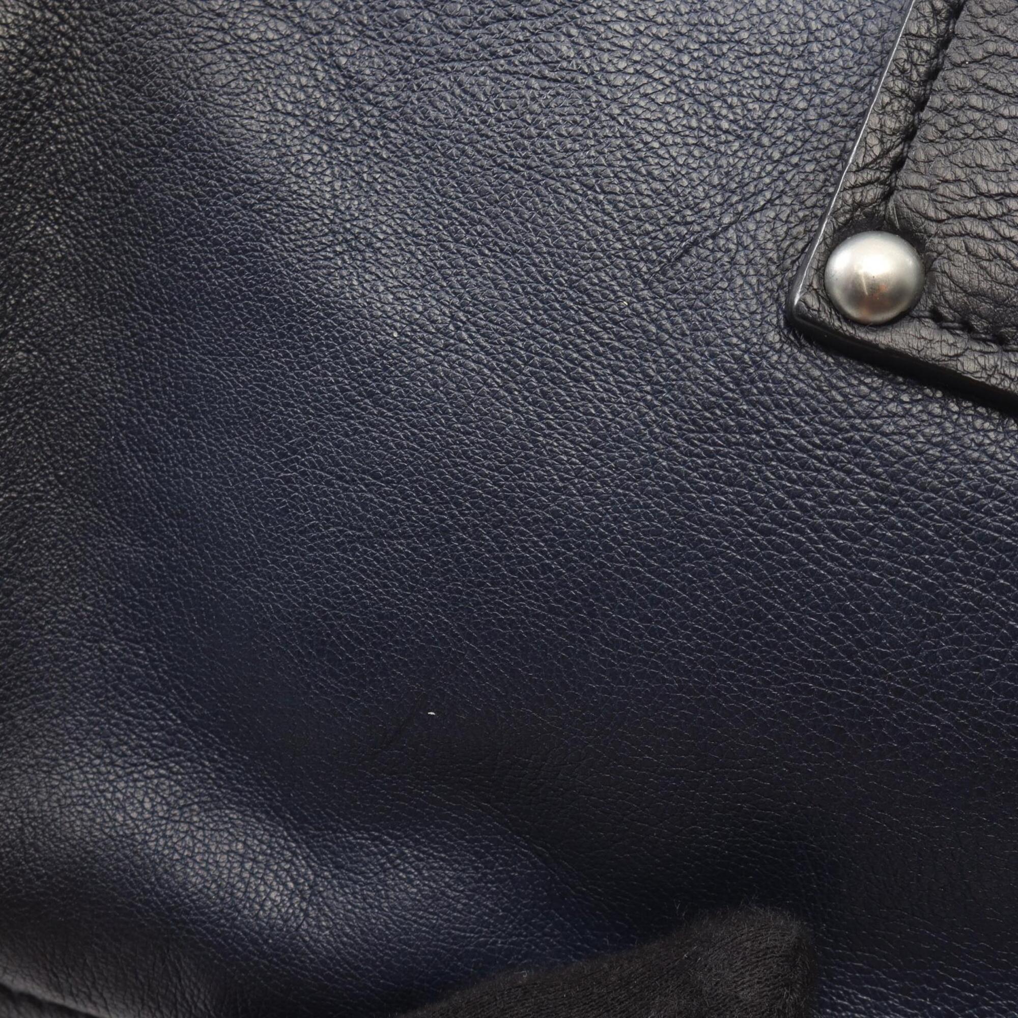 Prada Navy Leather Handbag Shoulder Bag (Pre-Owned)