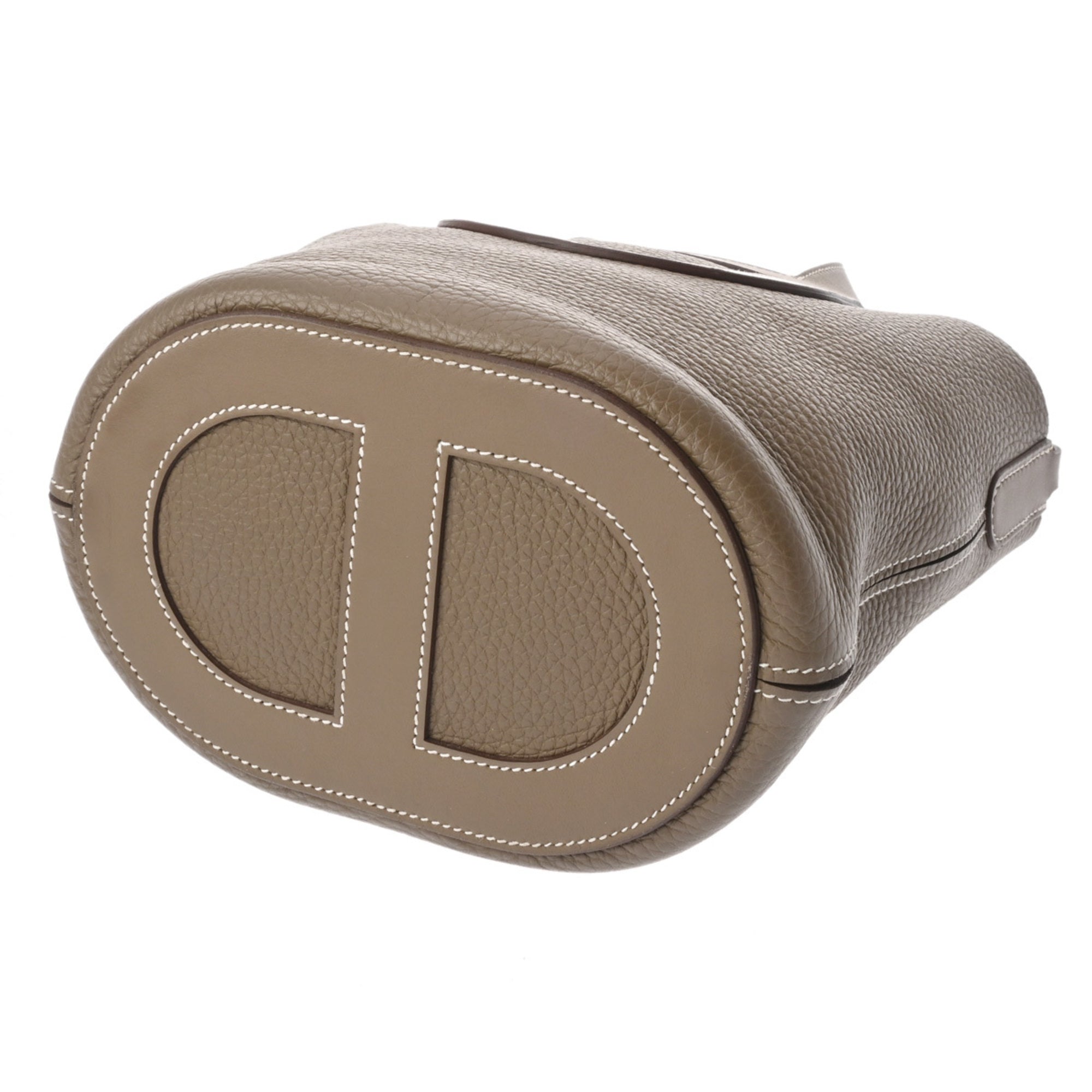 Hermes Etoupe Gray Taurillon Clemence Leather Swift Leather Handbag (Pre-Owned)