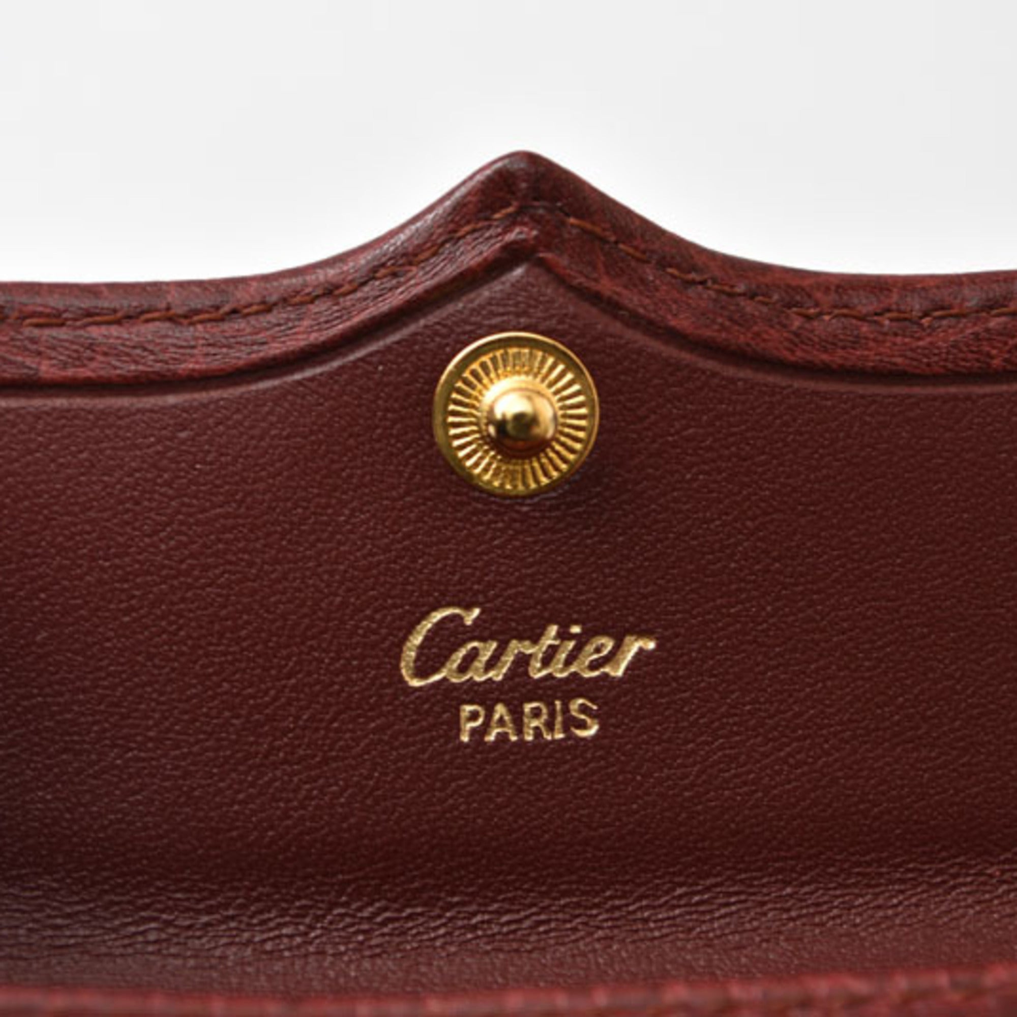 Cartier Bordeaux Leather Coin Purse/Coin Case (Pre-Owned)