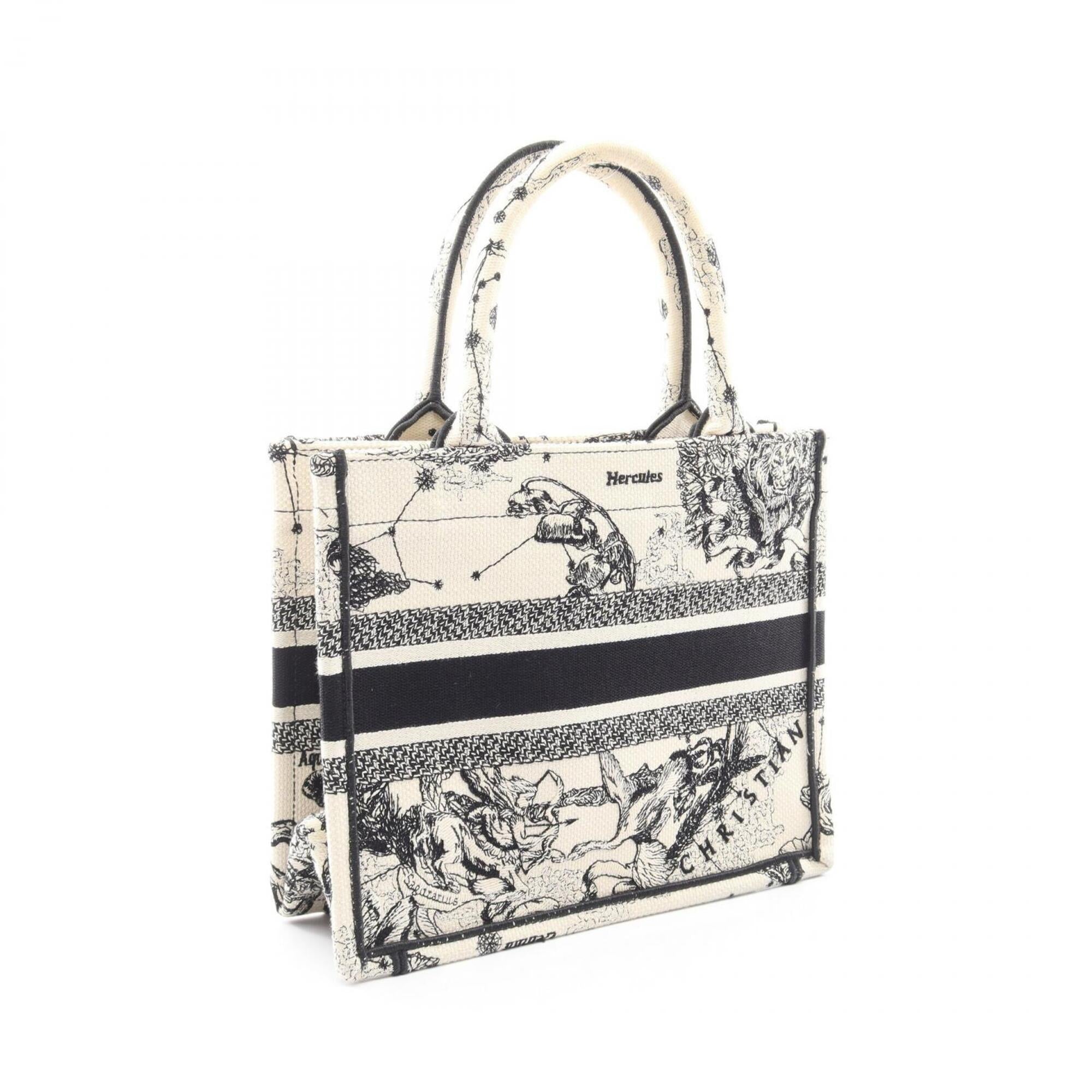 Christian Dior Black Ivory Canvas Handbag Tote Bag (Pre-Owned)