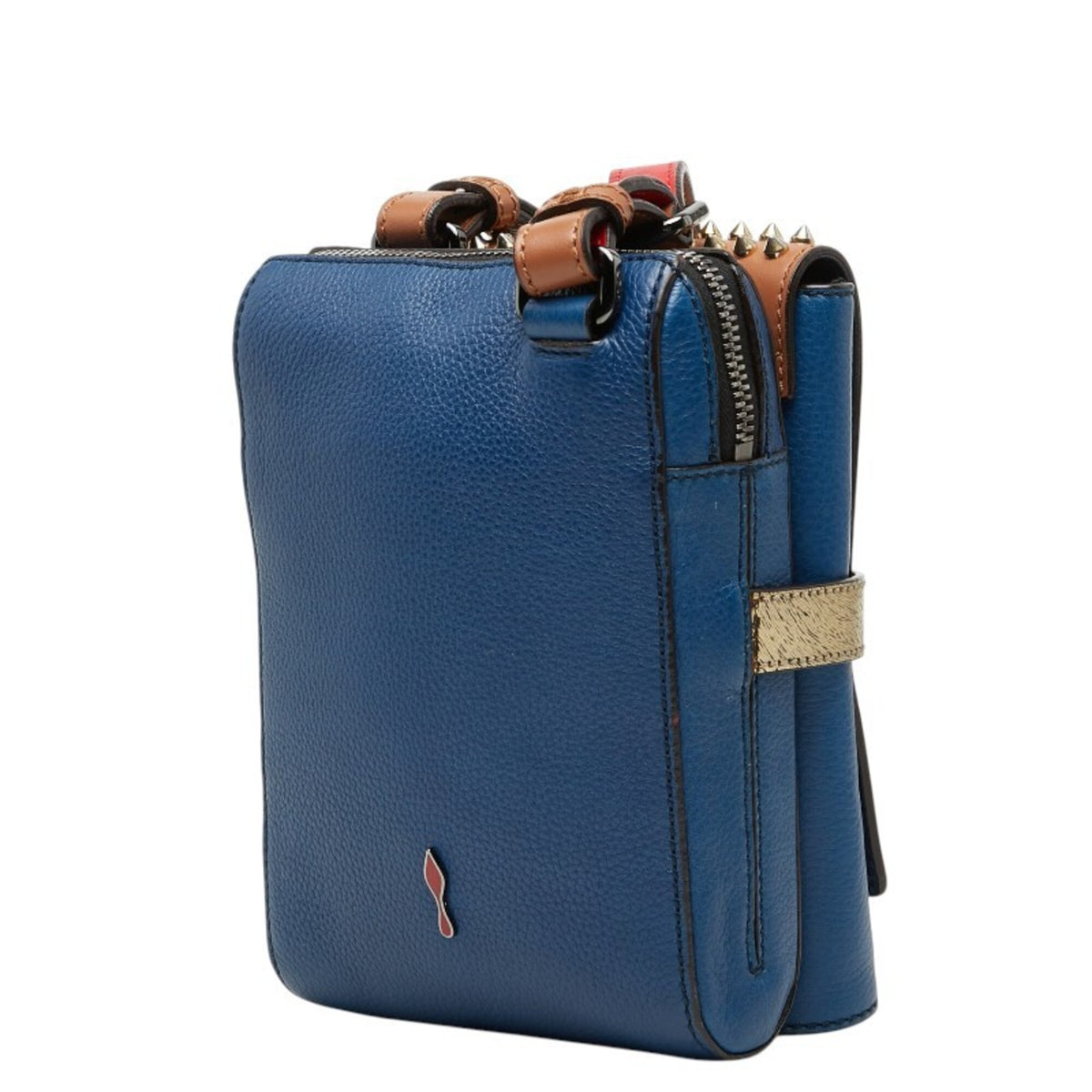 Christian Louboutin Blue Brown Leather Shoulder Bag (Pre-Owned)