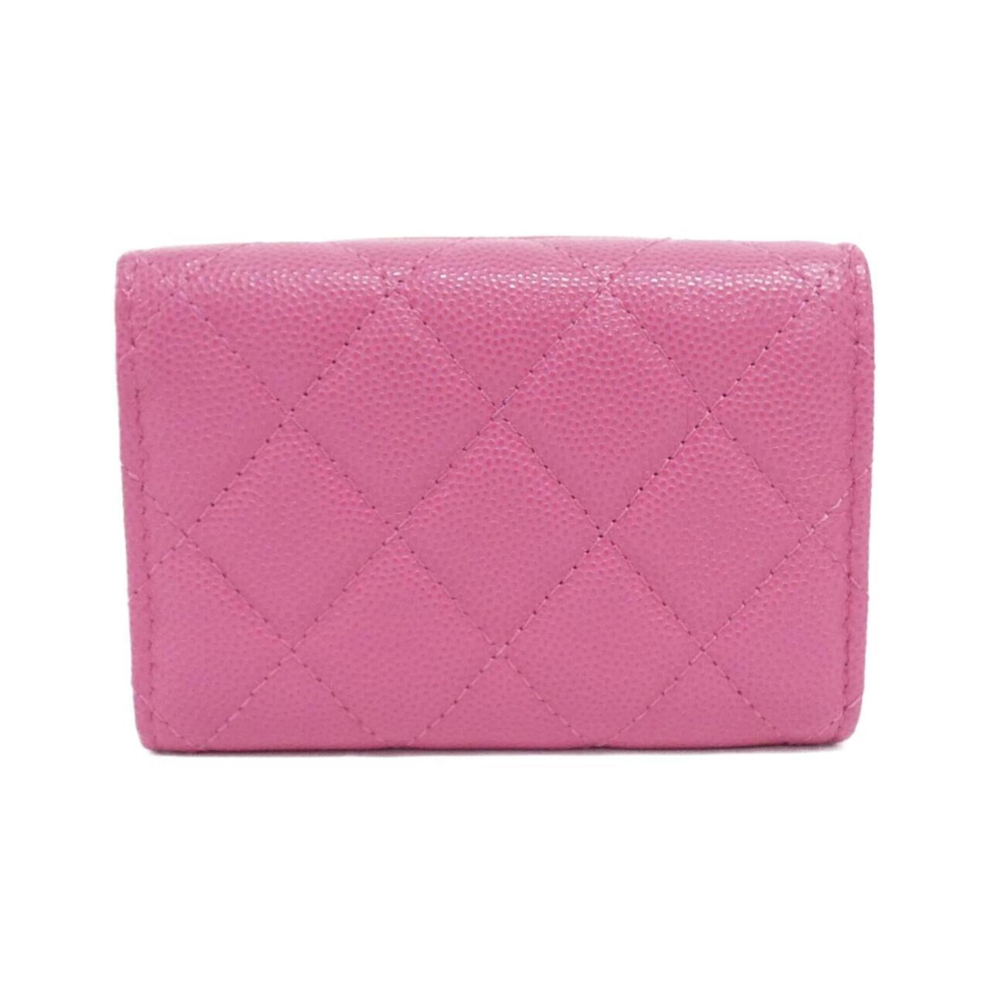 Chanel Pink Grained Calfskin Wallet (Tri-Fold) (Pre-Owned)