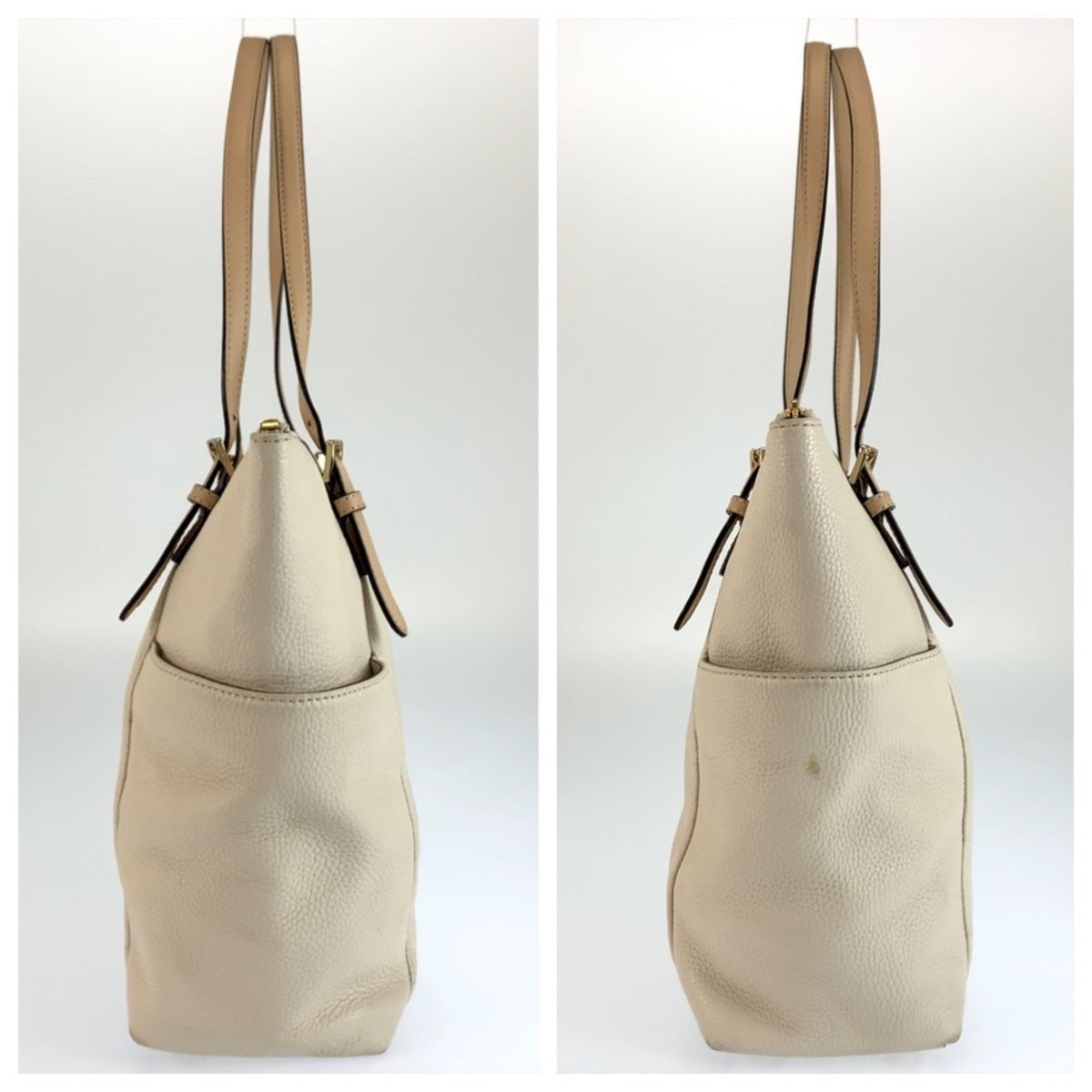 Michael Kors Beige Leather Shoulder Bag Tote Bag (Pre-Owned)