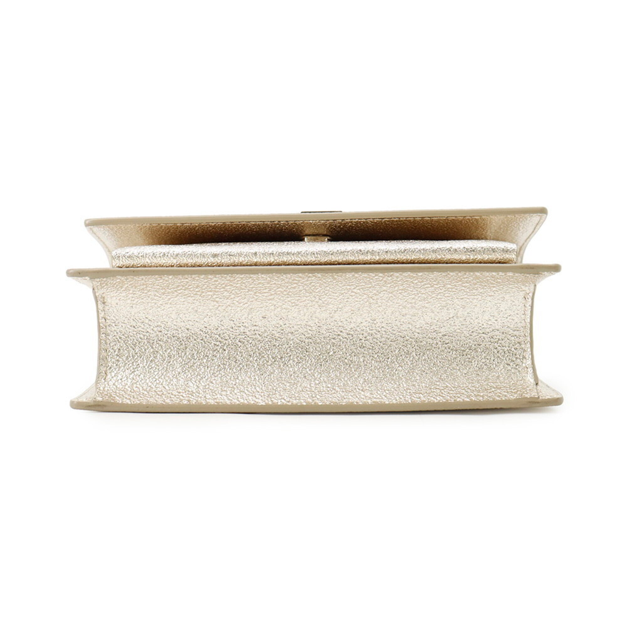 Yves Saint Laurent Champagne Gold Leather Chain/Shoulder Wallet (Pre-Owned)