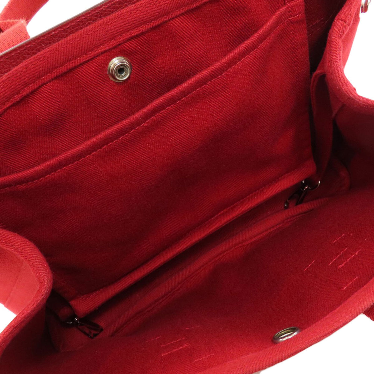 Hermes Red Color Canvas Tote Bag (Pre-Owned)