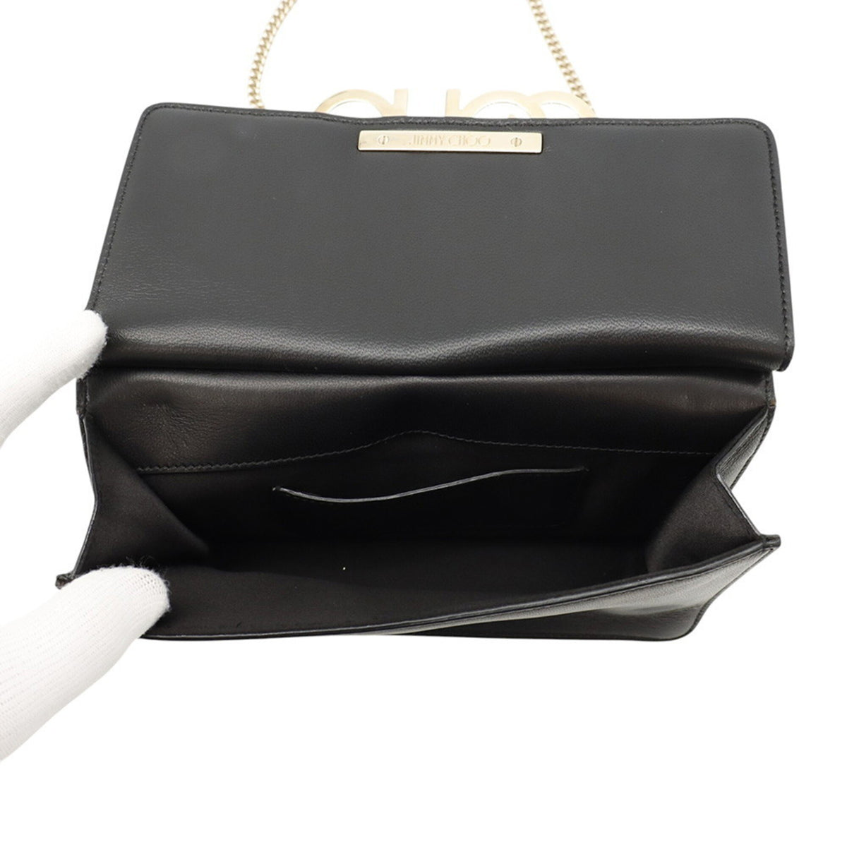 Jimmy Choo Black Leather Handbag Shoulder Bag (Pre-Owned)