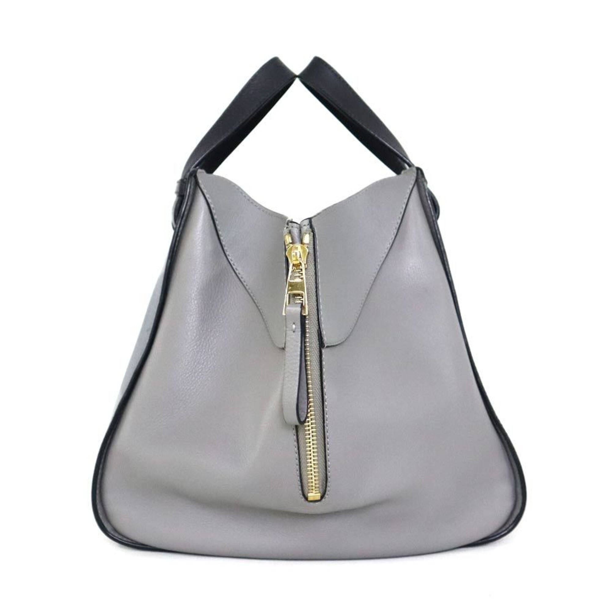 Loewe Black Gray Leather Handbag Shoulder Bag (Pre-Owned)