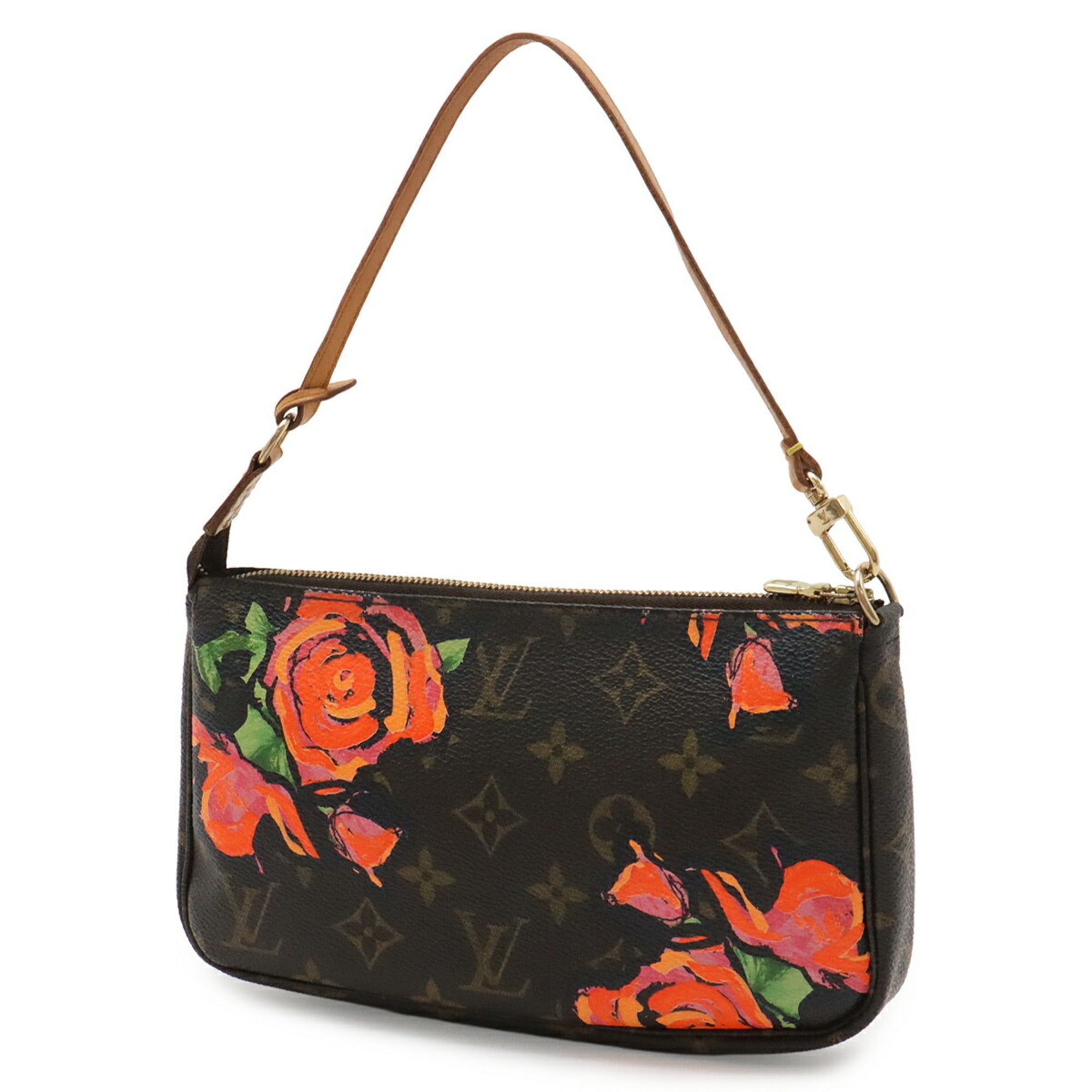 Louis Vuitton Brown Orange Monogram Rose Handbag Pochette Pouch (Pre-Owned)
