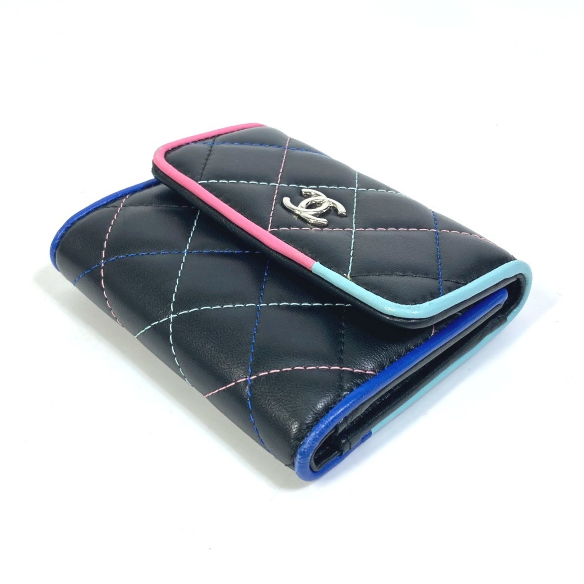 Chanel Black Leather Wallet (Tri-Fold) (Pre-Owned)