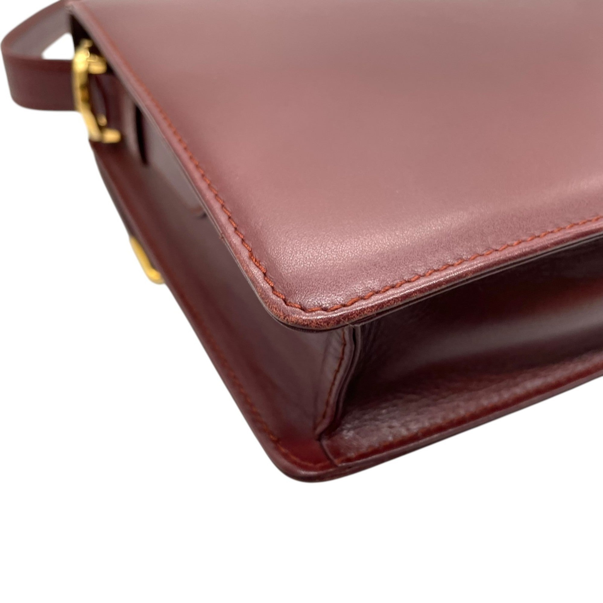 Cartier Bordeaux Wine Red Leather Shoulder Bag (Pre-Owned)