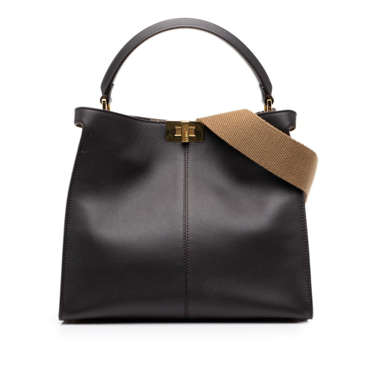 Fendi Dark Brown Leather Handbag Shoulder Bag (Pre-Owned)