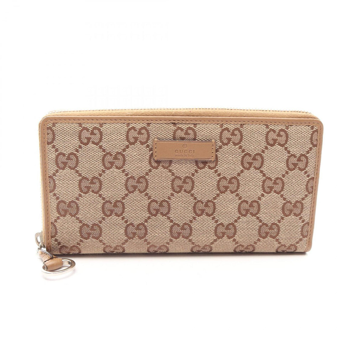 Gucci Beige Brown Gg Canvas Leather Long Wallet (Bi-Fold) (Pre-Owned)