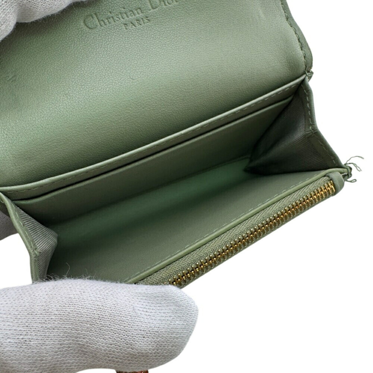 Christian Dior Green Leather Wallet (Bi-Fold) (Pre-Owned)