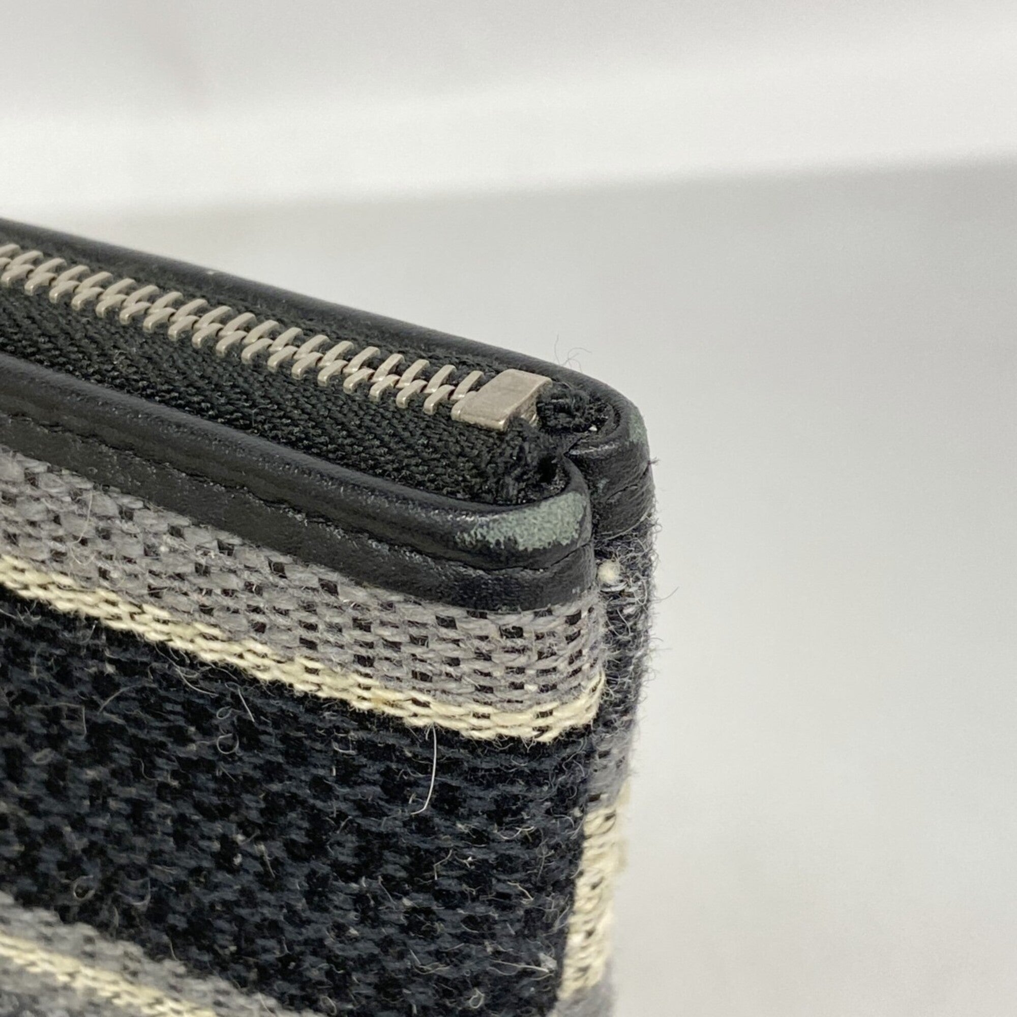 Chanel Black Gray Canvas Clutch Bag (Pre-Owned)