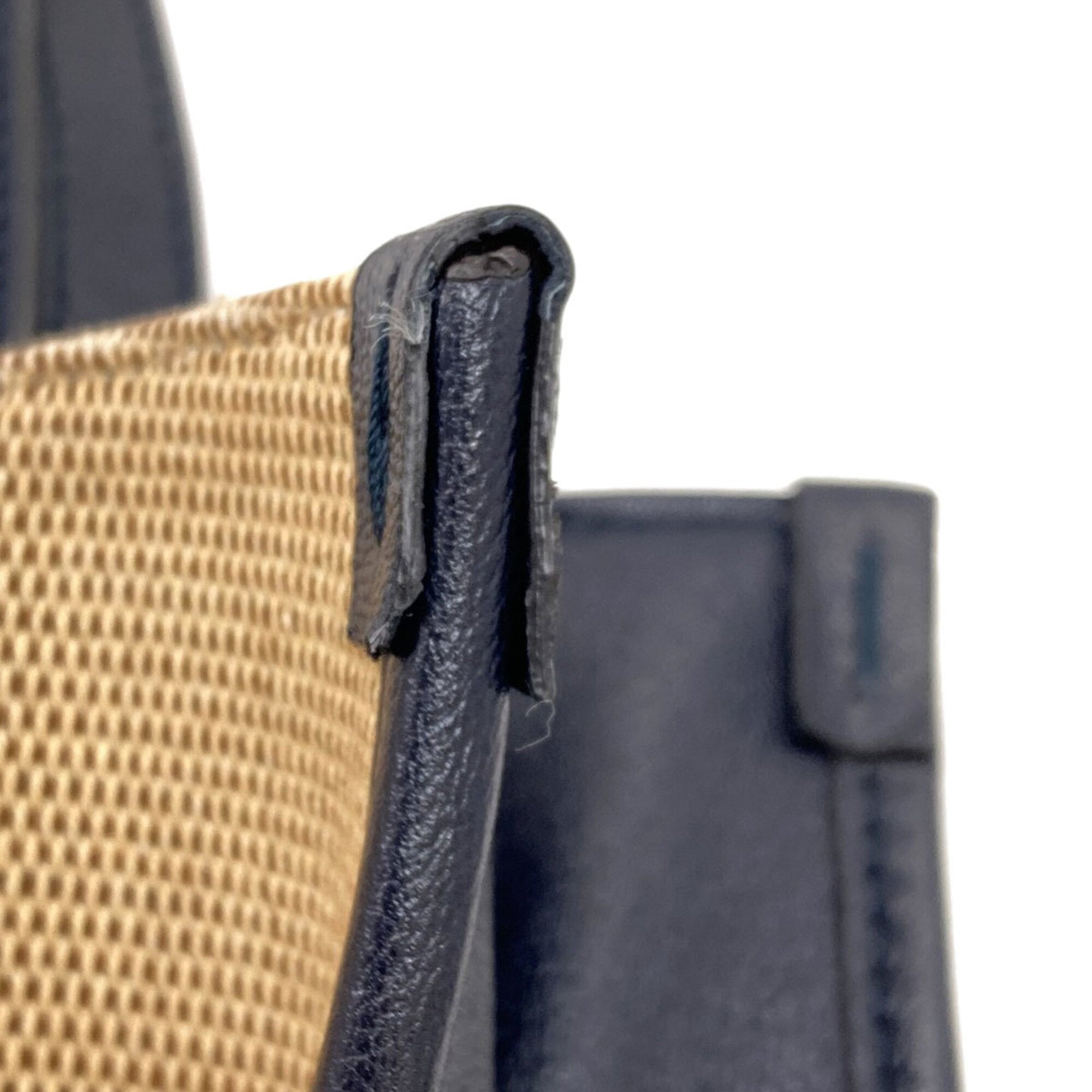 Gucci Beige Navy Canvas Tote Bag (Pre-Owned)