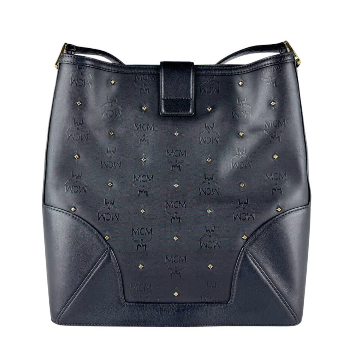 Mcm Black Coated Canvas Leather Shoulder Bag (Pre-Owned)