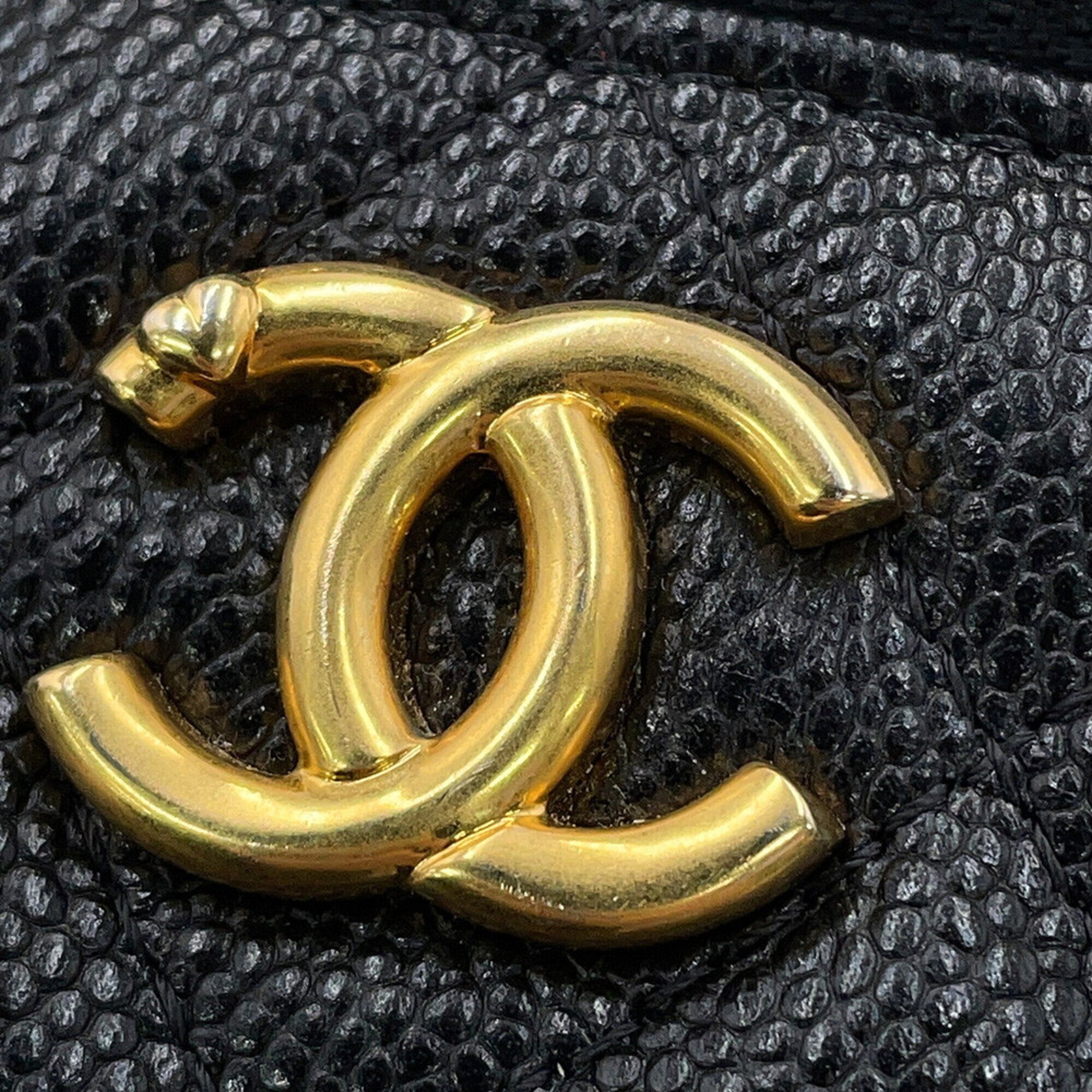 Chanel Black Grained Calfskin Shoulder Bag Vanity Bag (Pre-Owned)