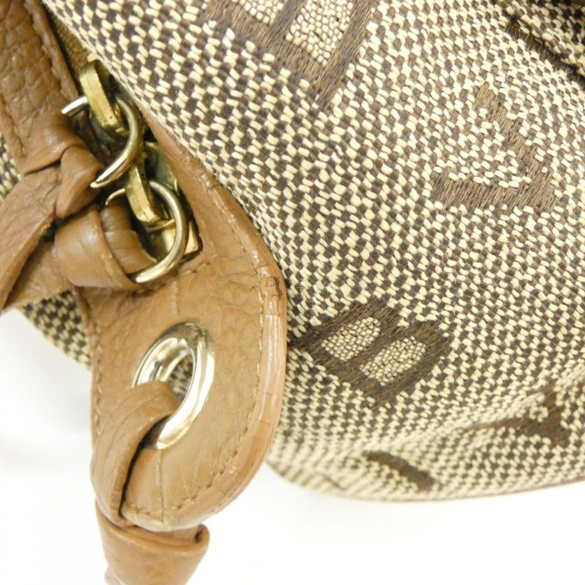 Bvlgari Beige Brown Canvas Shoulder Bag (Pre-Owned)