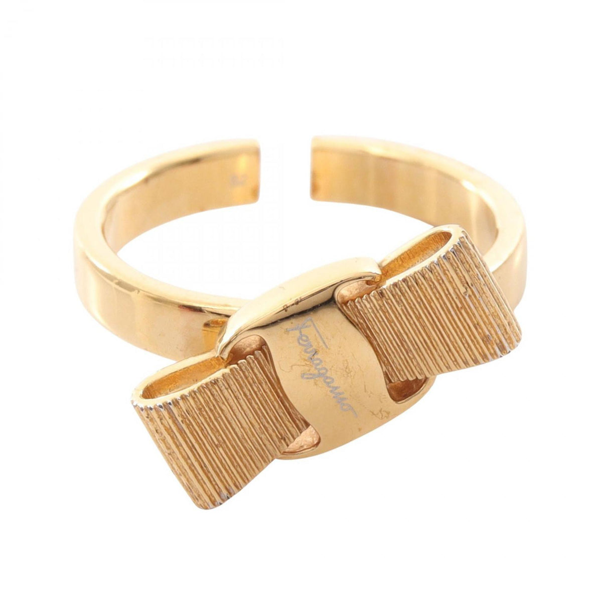 Salvatore Ferragamo Gold Gold Plating Band Ring (Pre-Owned)
