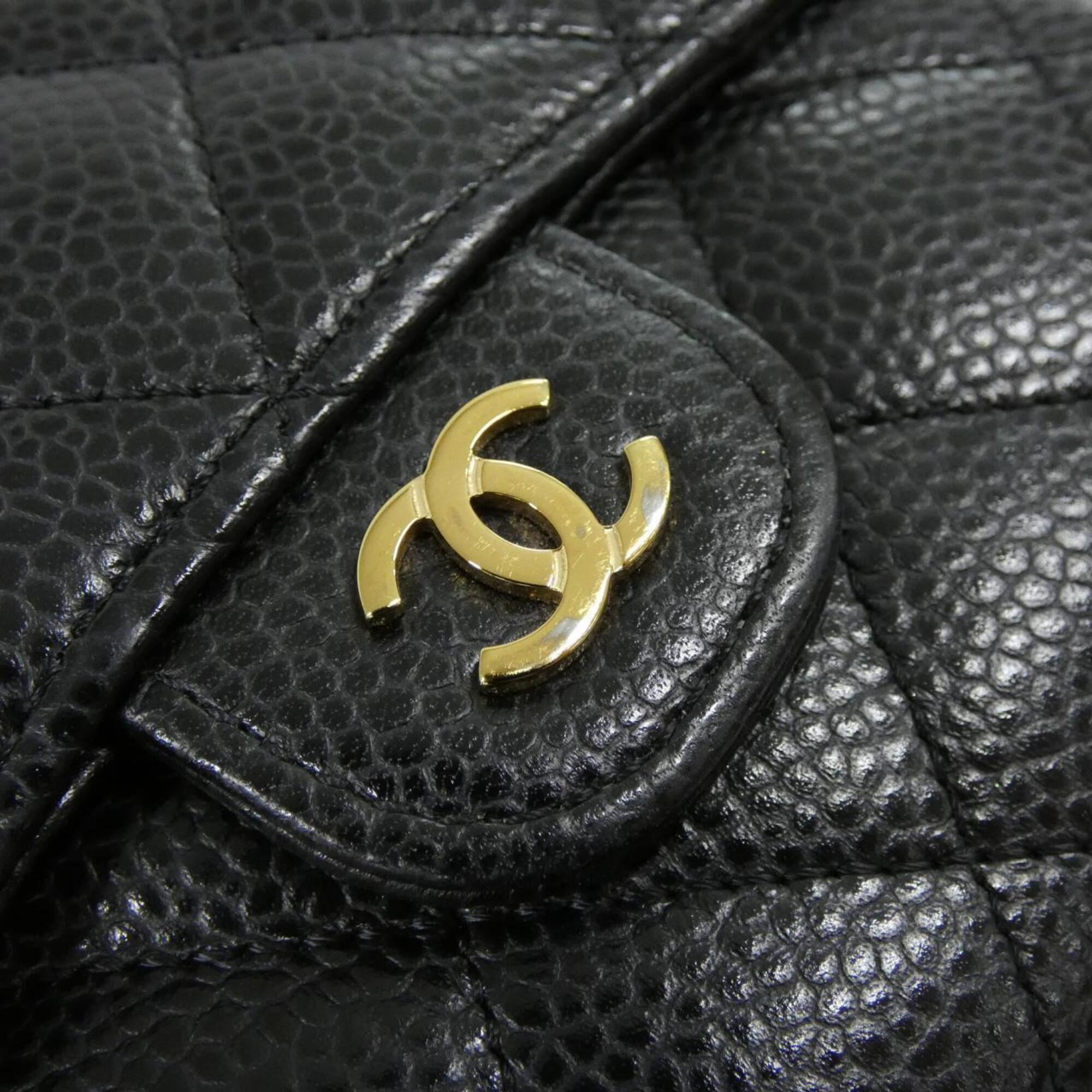 Chanel Black Bordeaux Grained Calfskin Wallet (Tri-Fold) (Pre-Owned)