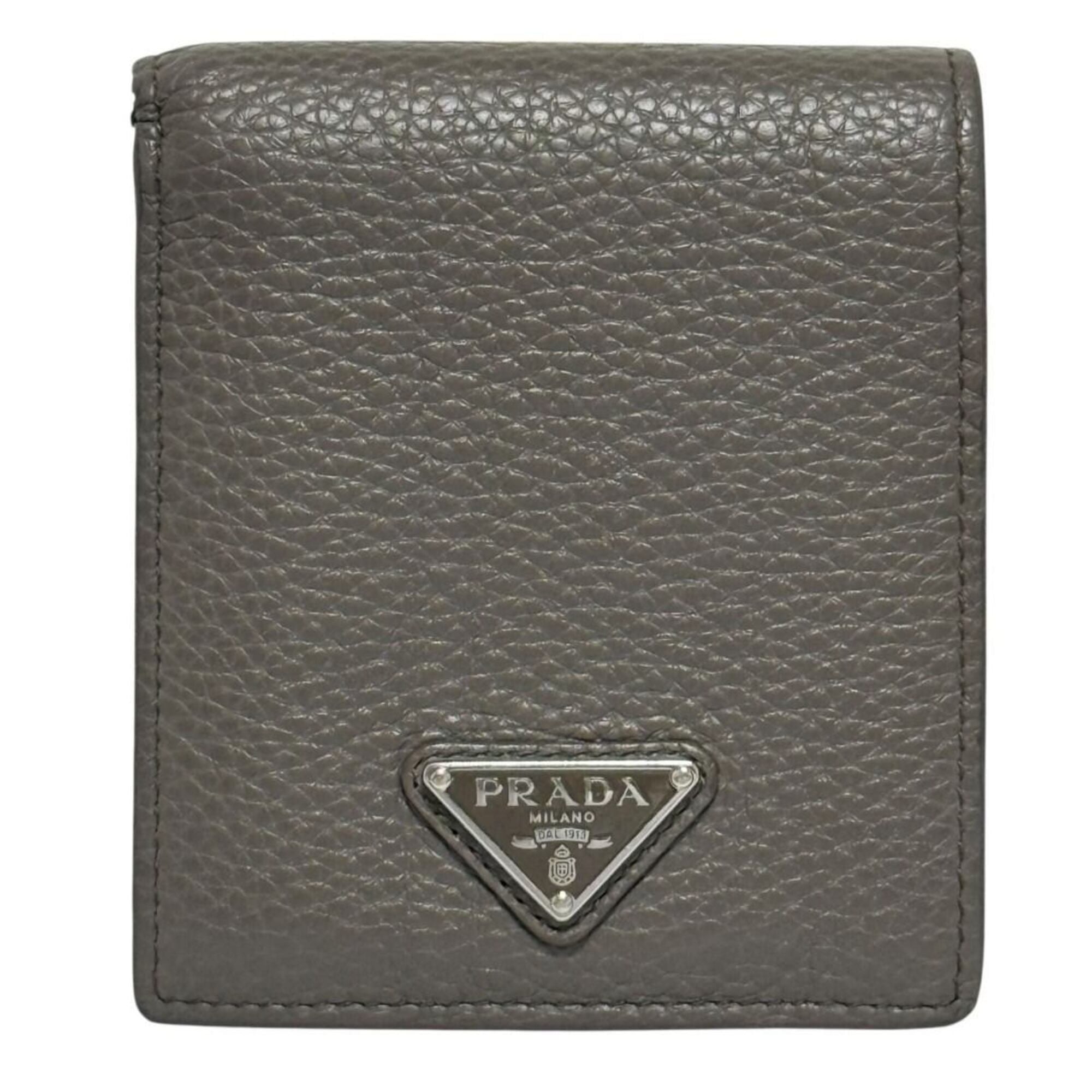 Prada Gray Leather Wallet (Bi-Fold) (Pre-Owned)