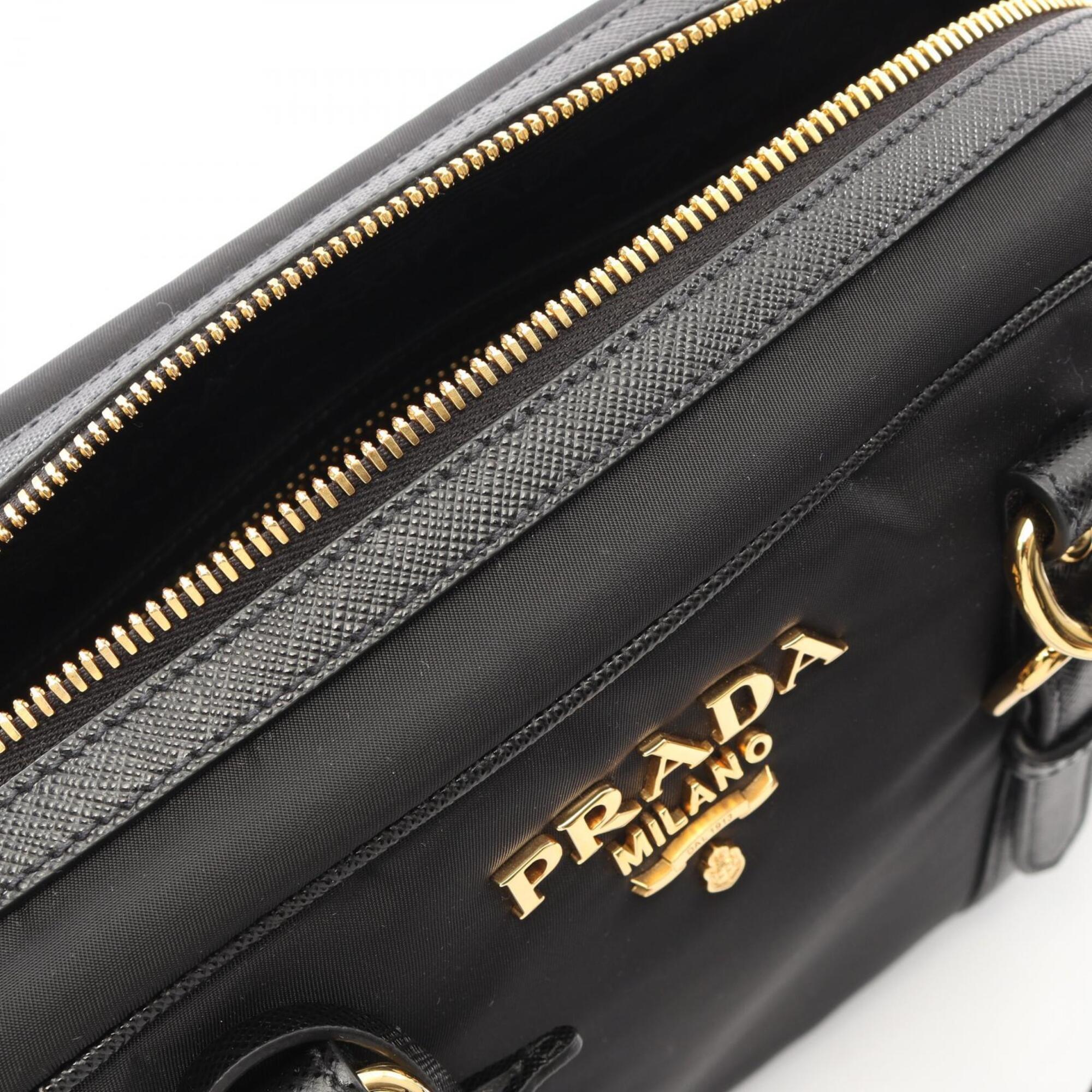 Prada Saffiano Black Tessuto Saffiano Handbag (Pre-Owned)