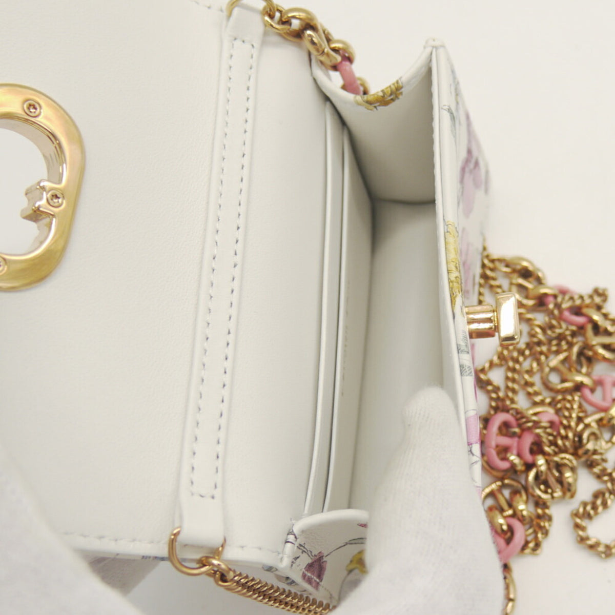 Christian Dior Multi-Color White Leather Pochette Pouch (Pre-Owned)