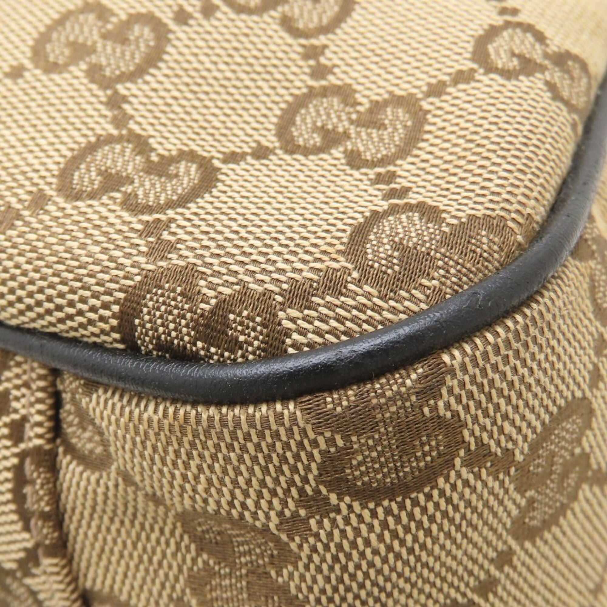 Gucci Beige Black Gg Canvas Leather Tote Bag (Pre-Owned)