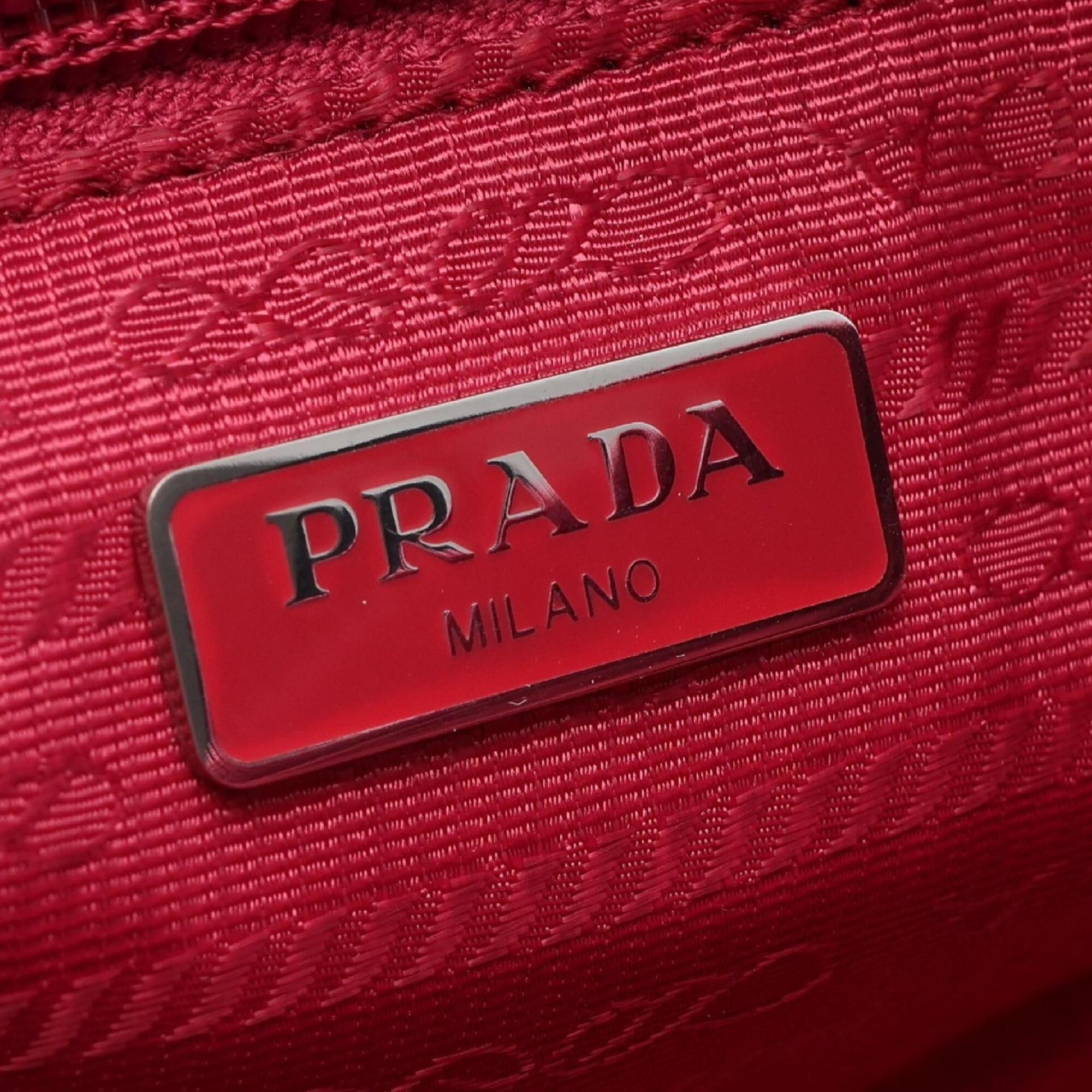 Prada Pink Nylon Saffiano Triangle Handbag Pouch (Pre-Owned)