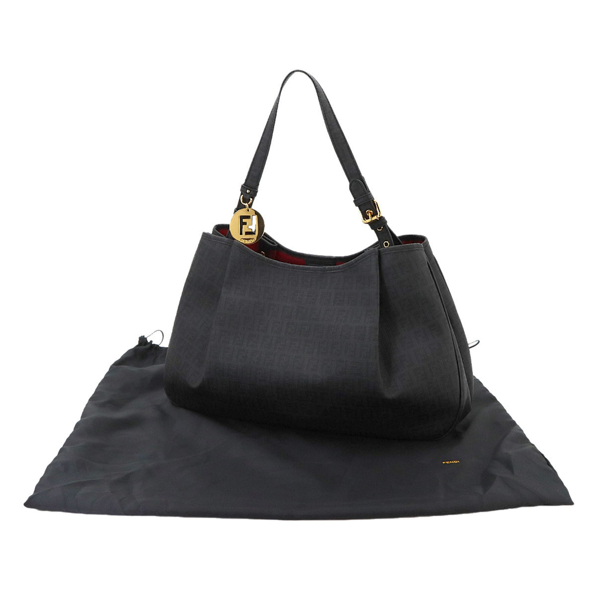 Fendi Zucchino Gray Zucchino Handbag Shoulder Bag (Pre-Owned)
