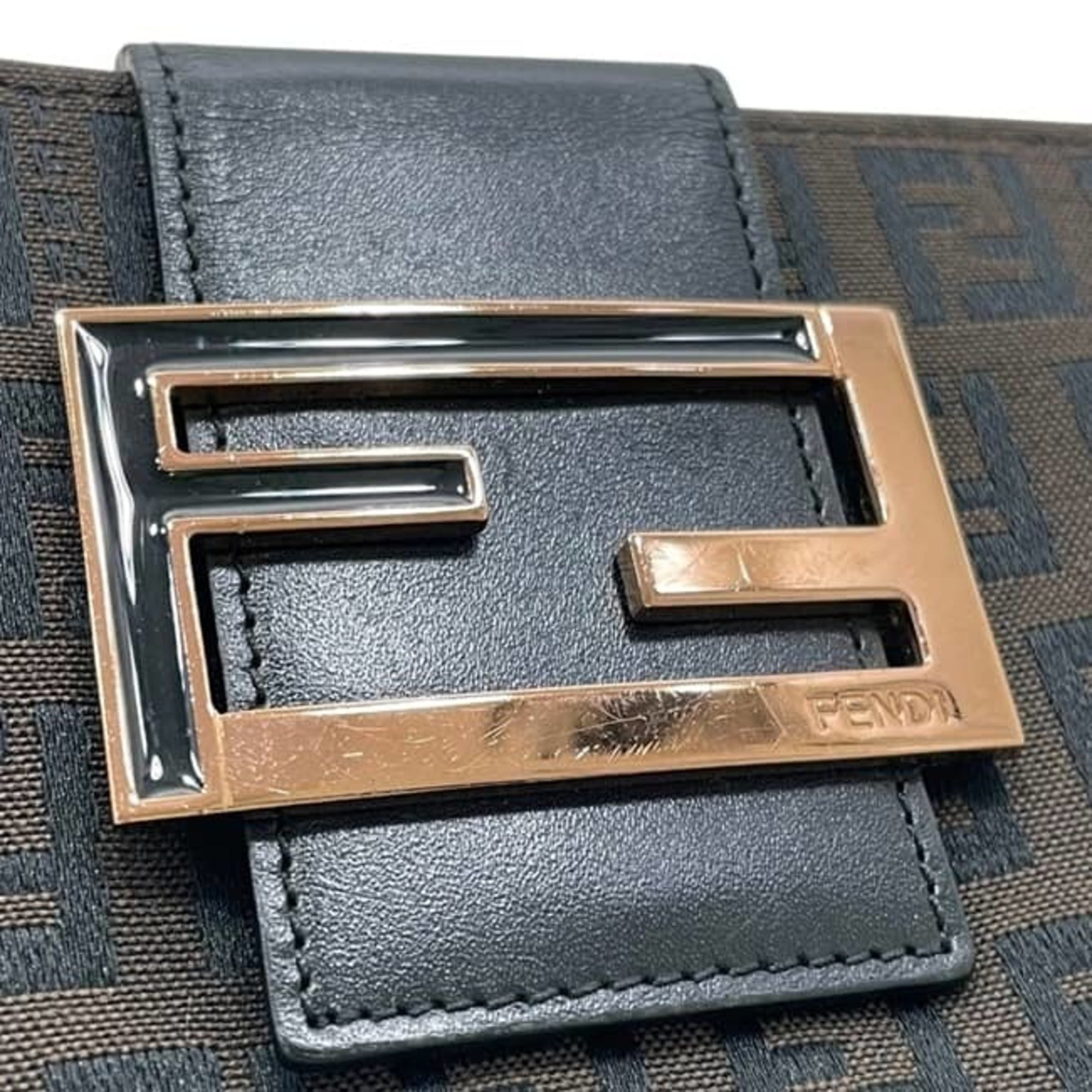 Fendi Black Brown Canvas Leather Wallet (Bi-Fold) (Pre-Owned)