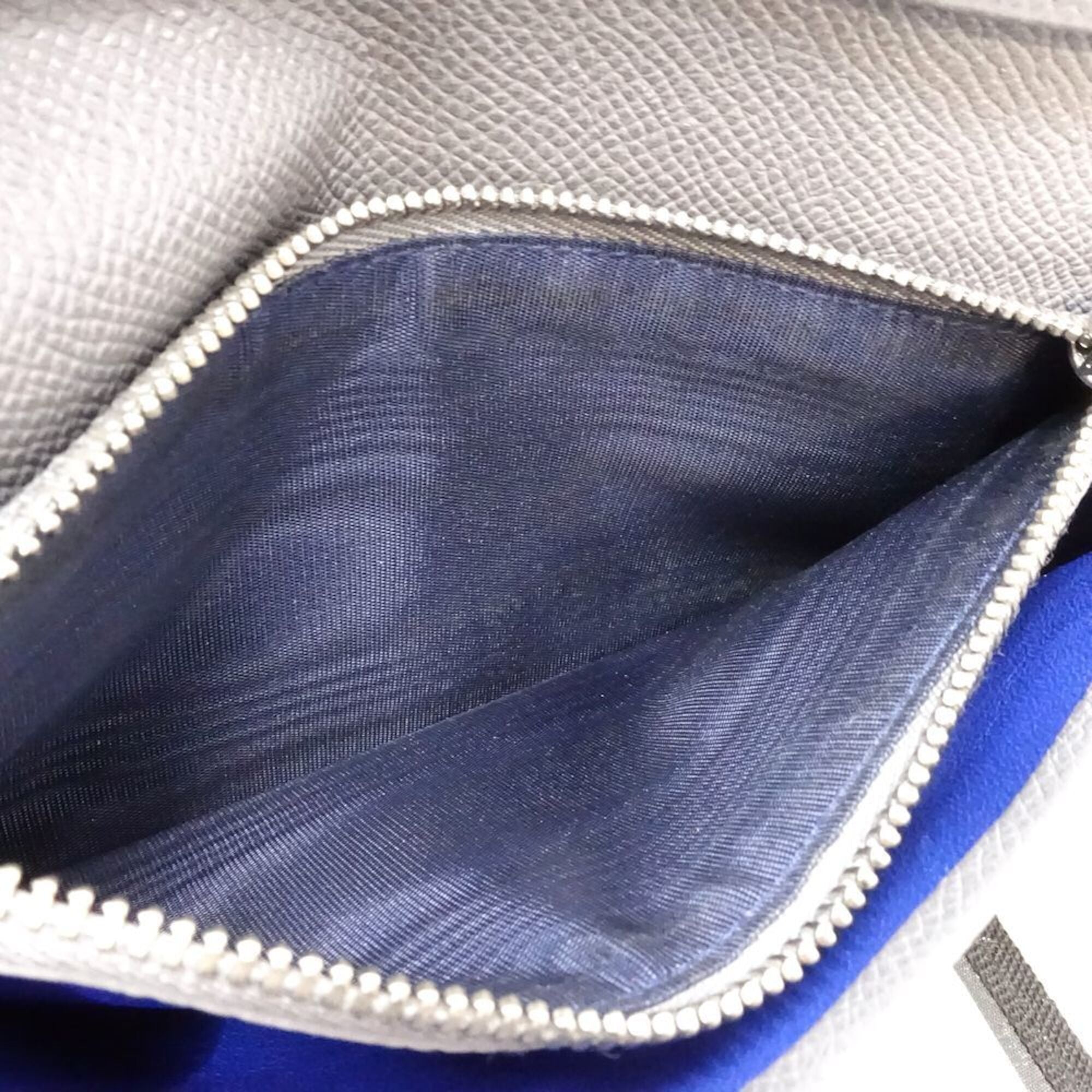 Bvlgari Gray Leather Long Wallet (Bi-Fold) (Pre-Owned)