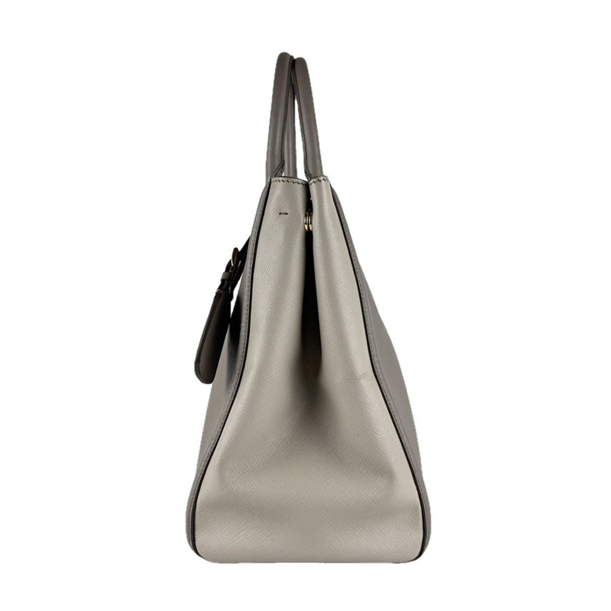 Prada Gray Leather Handbag Shoulder Bag (Pre-Owned)