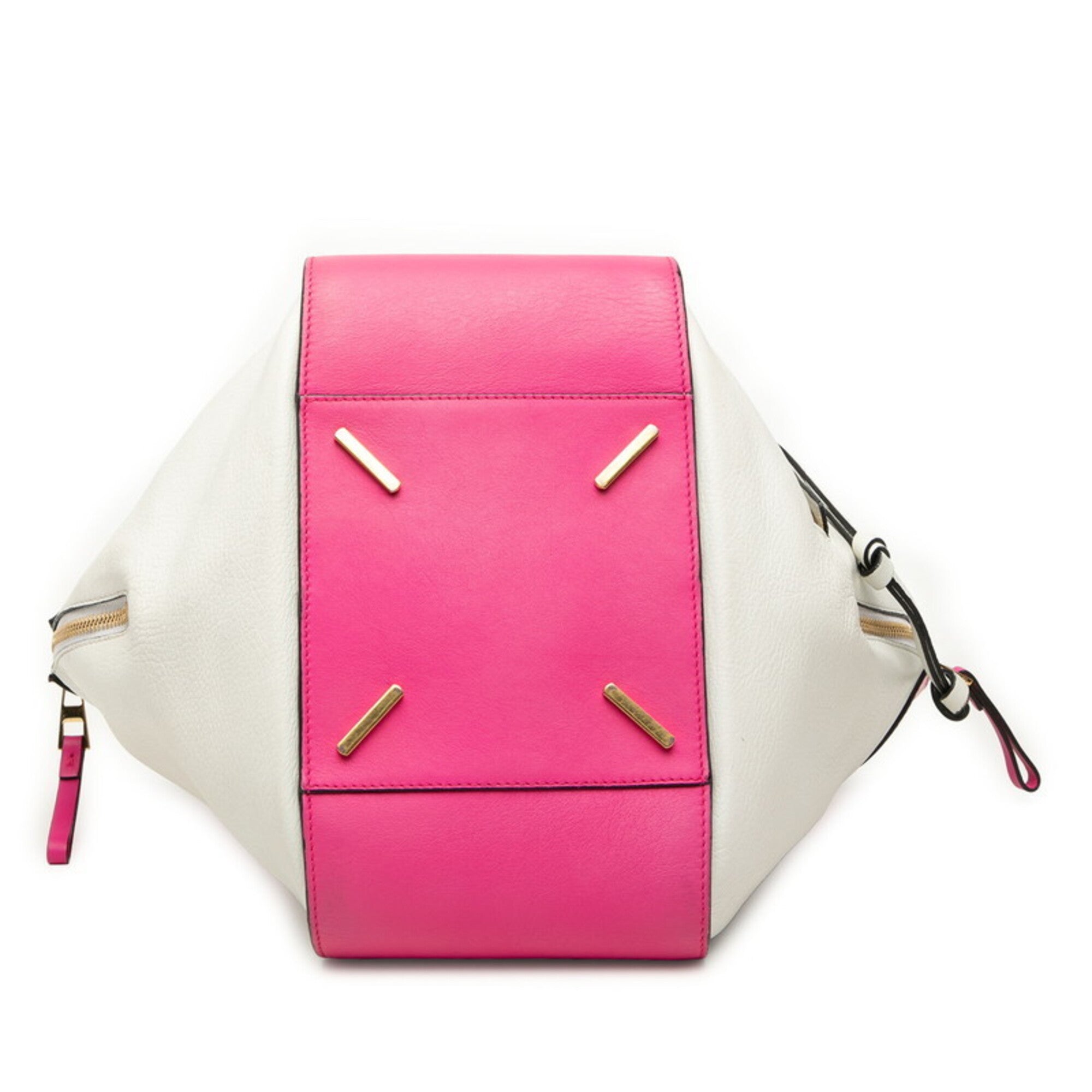 Loewe Pink White Leather Handbag Shoulder Bag (Pre-Owned)