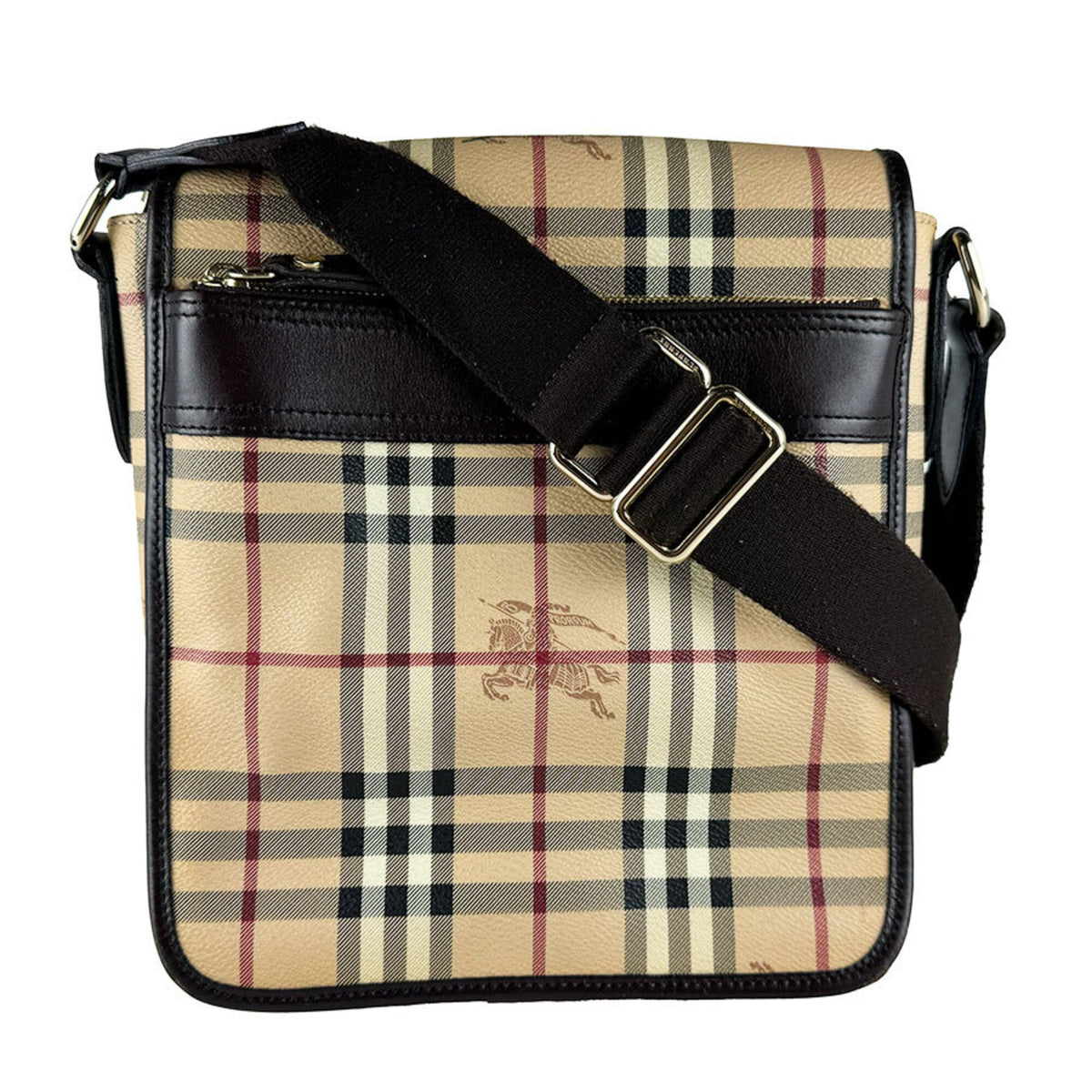 Burberry Beige Brown Pvc Leather Shoulder Bag (Pre-Owned)