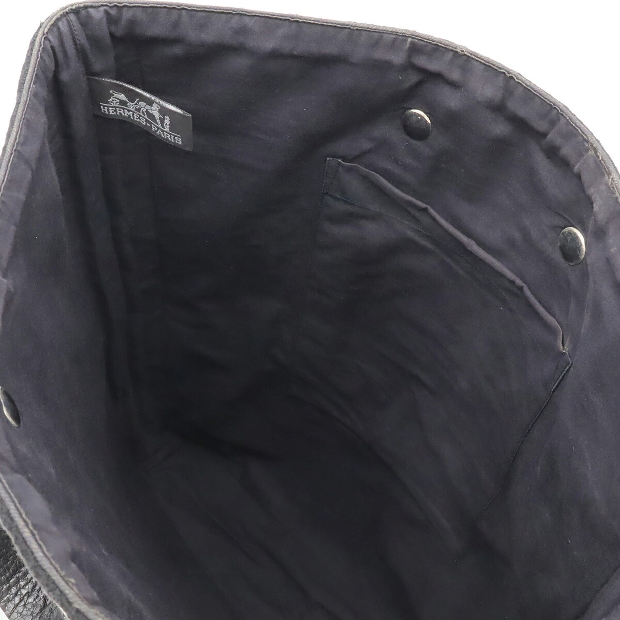 Hermes Ahmedabad Black Cotton Canvas Leather Handbag Tote Bag (Pre-Owned)
