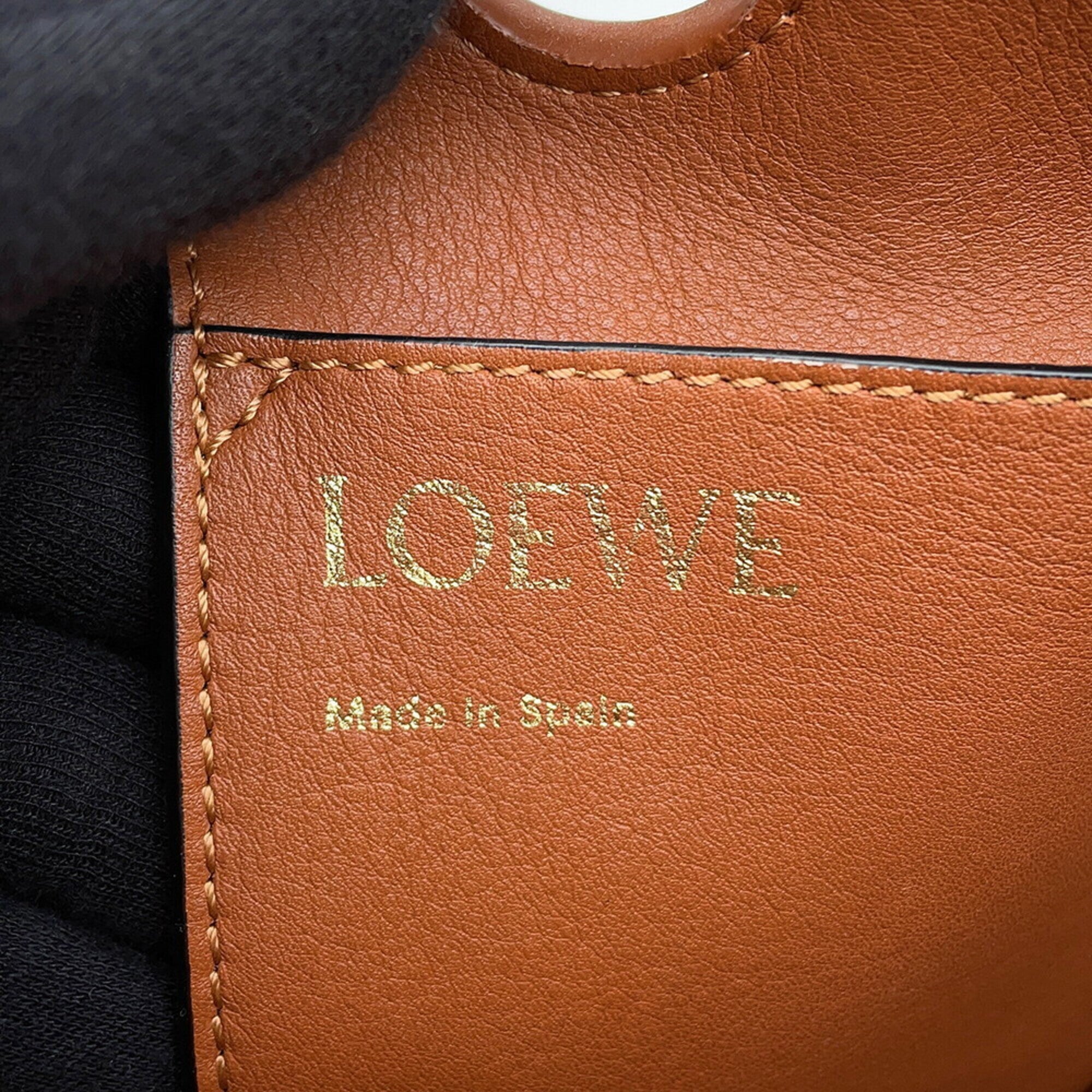 Loewe Beige Brown Canvas Leather Handbag Shoulder Bag Tote Bag (Pre-Owned)